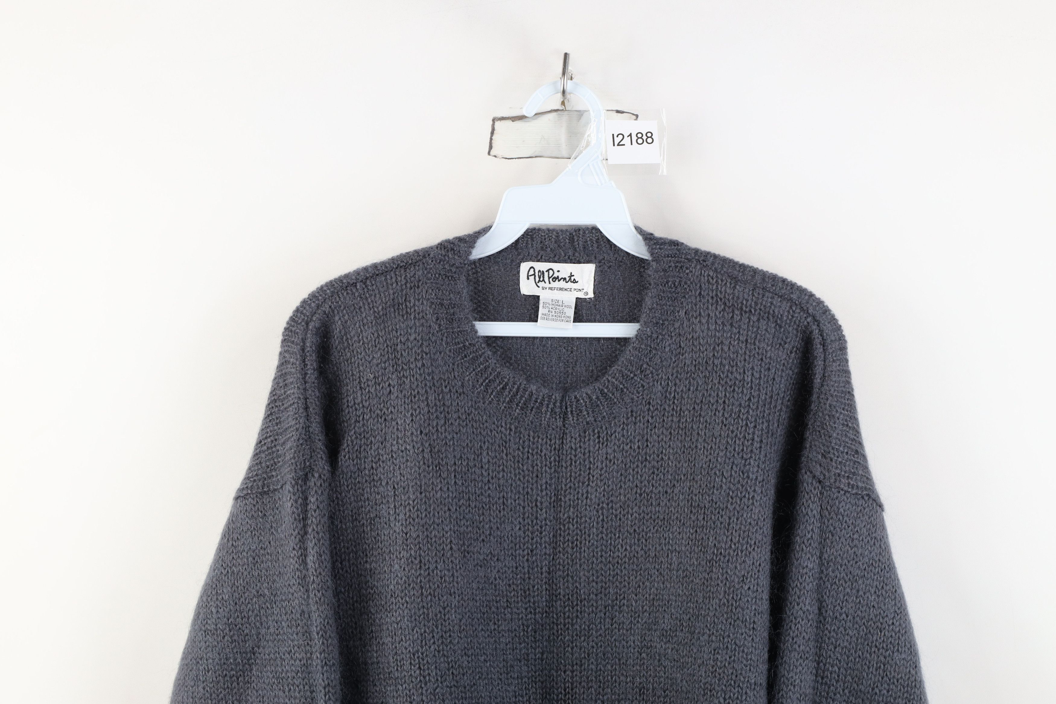 Vintage Vintage 90s Streetwear Wool Knit Crewneck Sweater Gray Size L / US 10 / IT 46 - 2 Thumbnail