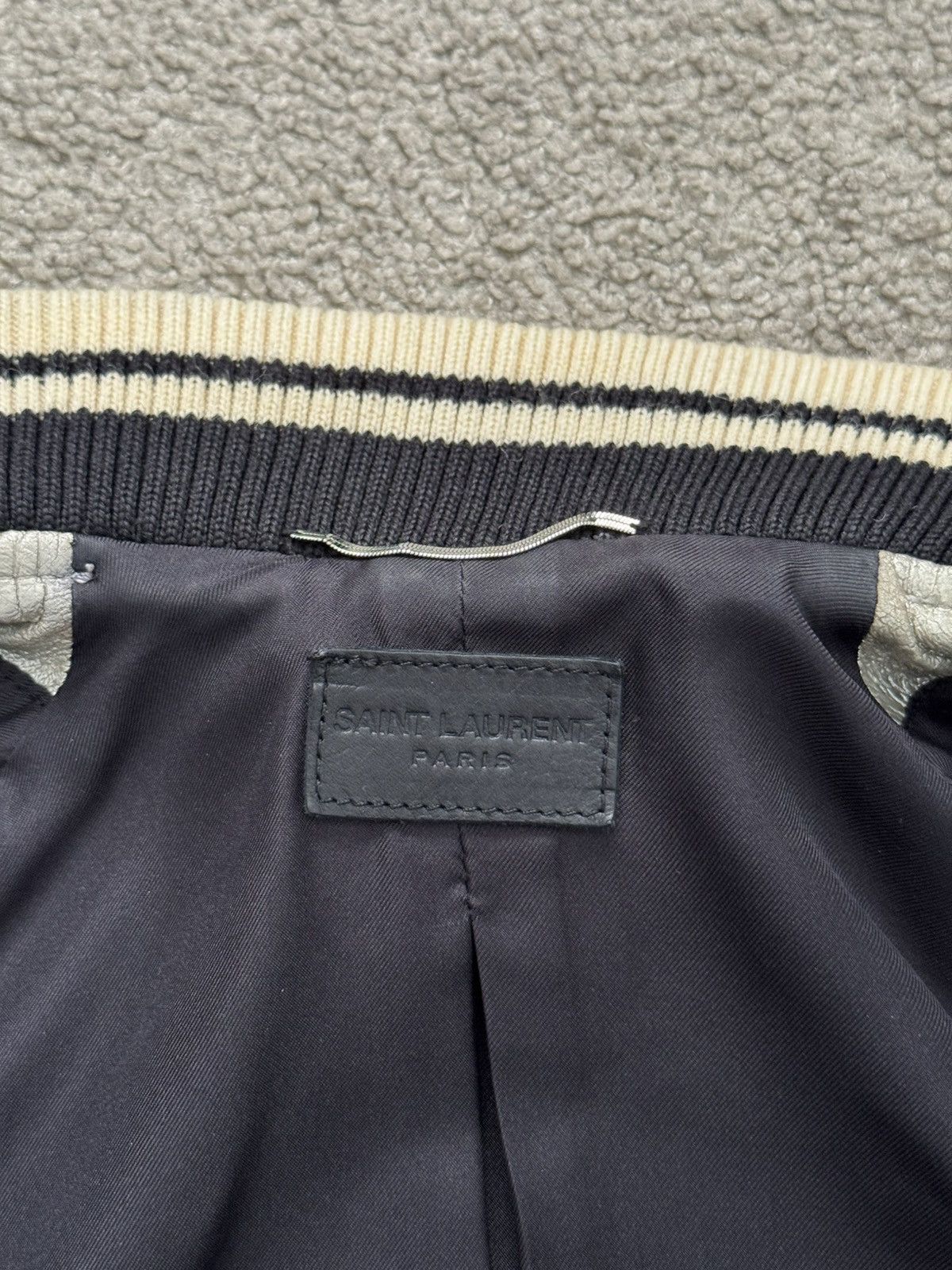 Saint Laurent Paris SS14 Saint Laurent Hedi Slimane Silver Varsity Teddy Jacket Size US S / EU 44-46 / 1 - 14 Thumbnail