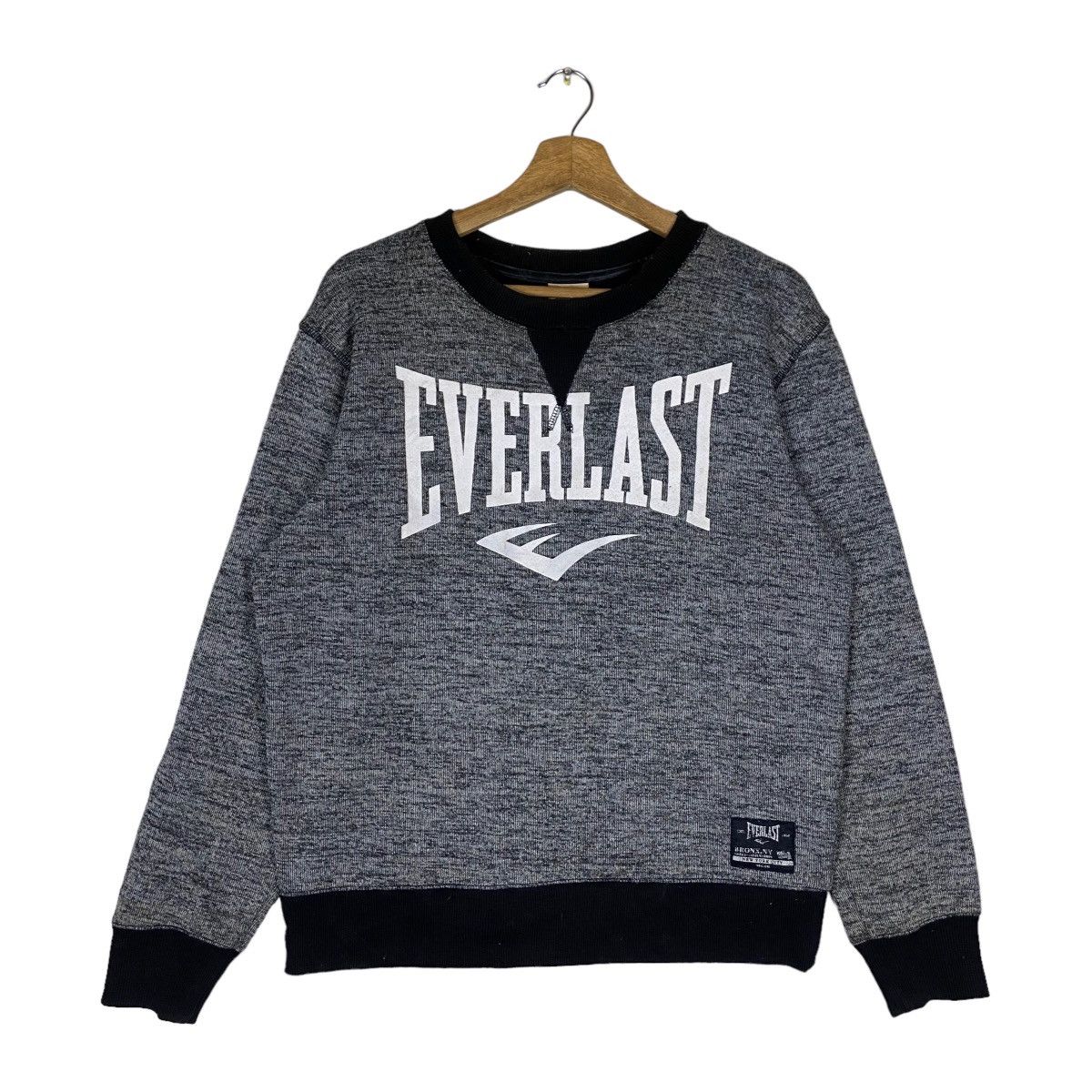 image of Vintage Everlast Spell Out Pullover Jumper Sweatshirt in Grey, Men's (Size Medium)