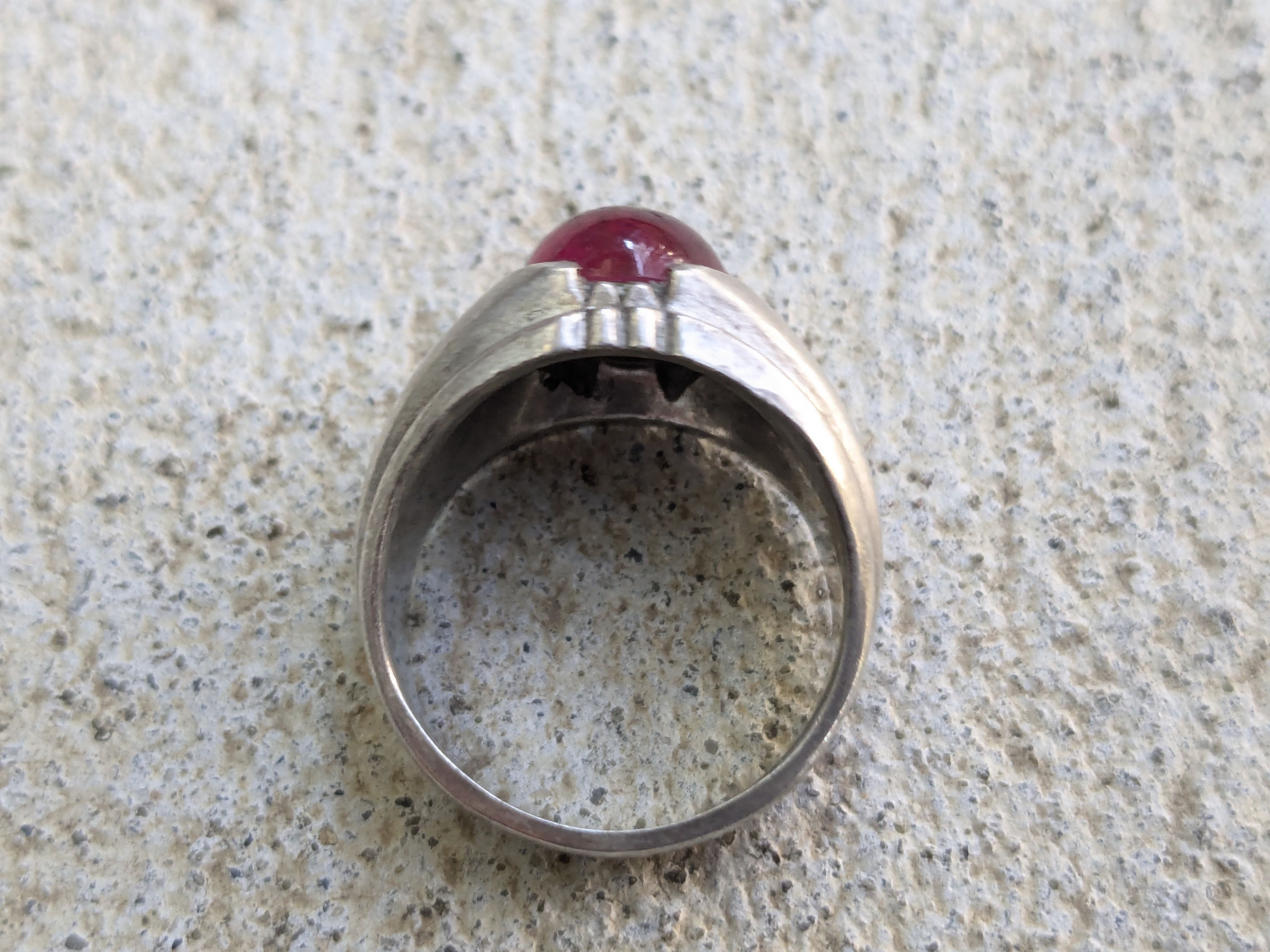 Jewelry Vintage Sterling Silver Ring Pink Oval Cabochon 8.25 Size ONE SIZE - 5 Thumbnail
