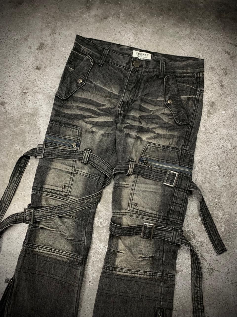 LOWBOX “LOWBOX” Goth Bondage Japanese Flared Pants Size US 30 / EU 46 - 2 Thumbnail
