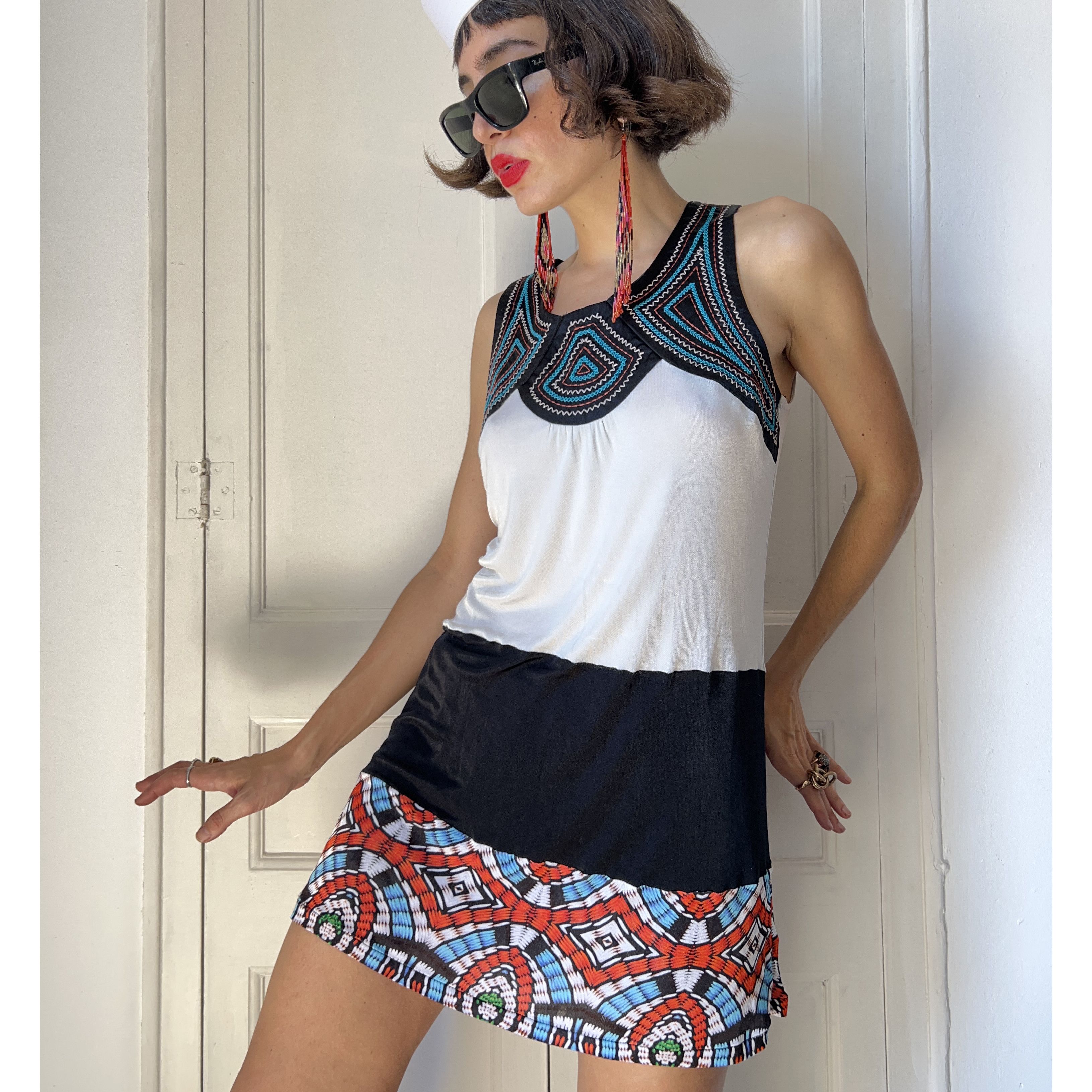 Custo Barcelona Y2K Custo Barcelona Graphic Mesh Shift Dress Size L / US 10 / IT 46 - 4 Thumbnail