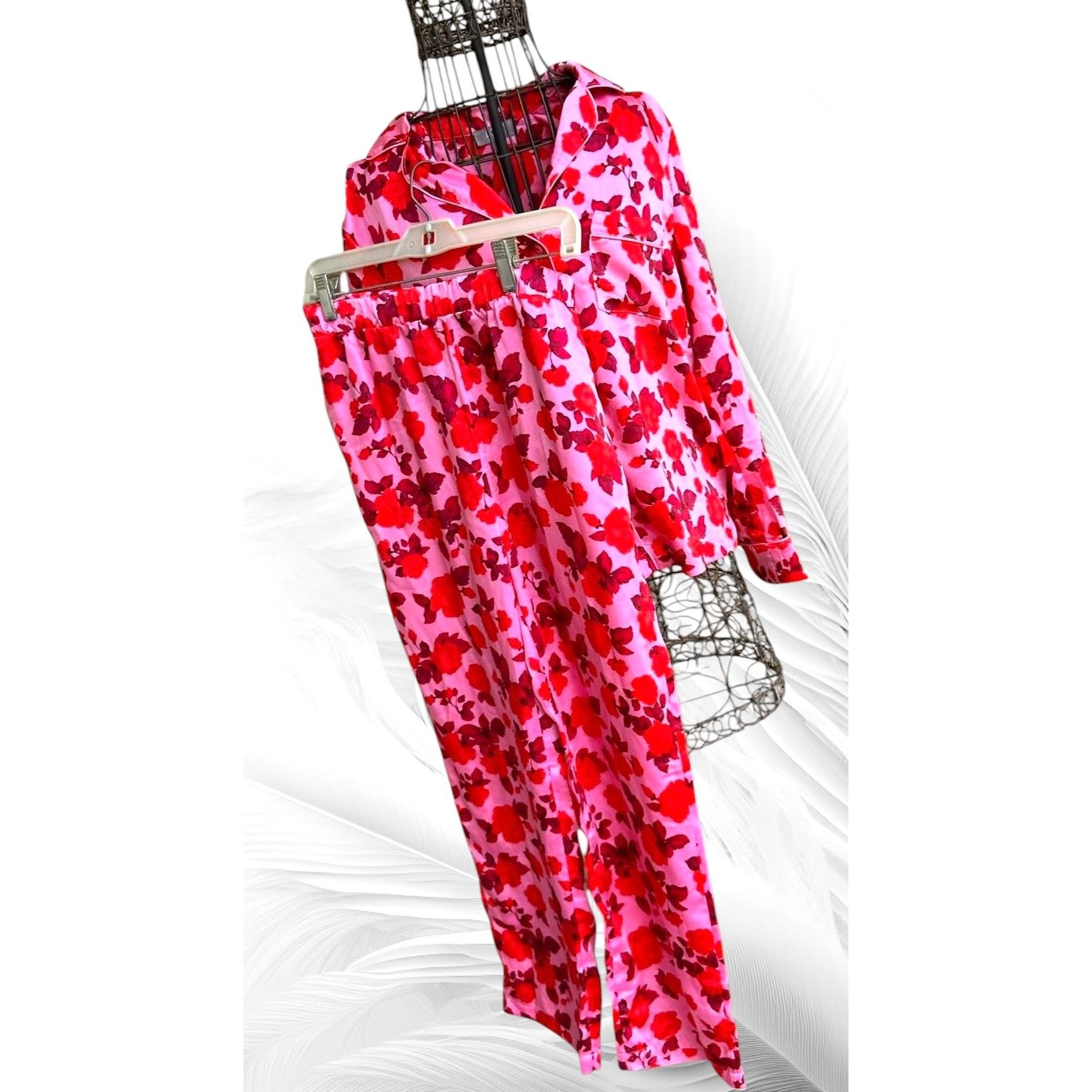 Loft Loft Sleep Pajama Set XS Extra Small Pink Red Floral Relax Size XS / US 0-2 / IT 36-38 - 4 Thumbnail