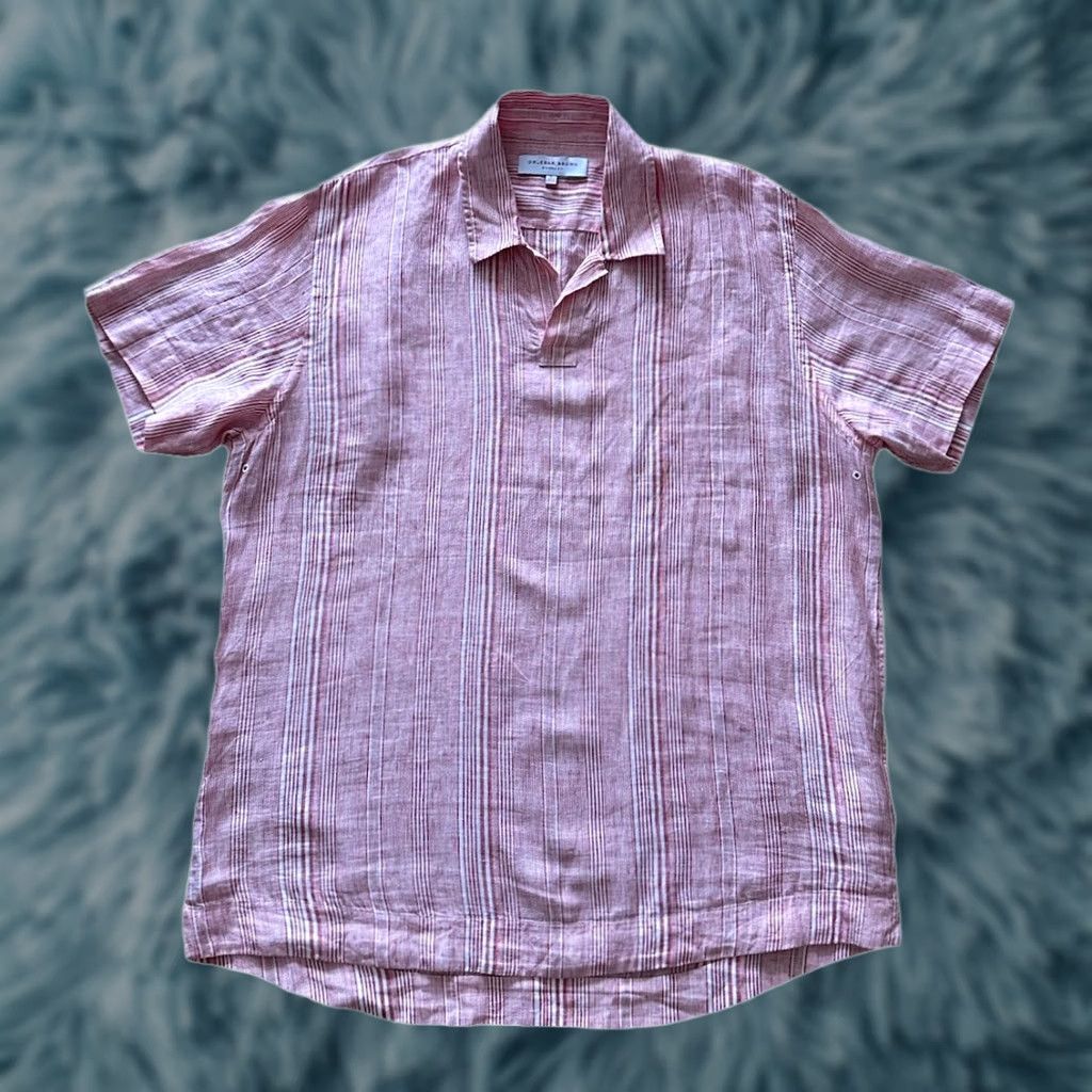 Orlebar Brown Orlebar Brown Polo Shirt Mens XL Short Sleeve Made Portugal 100% Linen Striped Button Collared Casual Beach Golf Tennis Walking Multicolor Size US XL / EU 56 / 4 - 1 Thumbnail