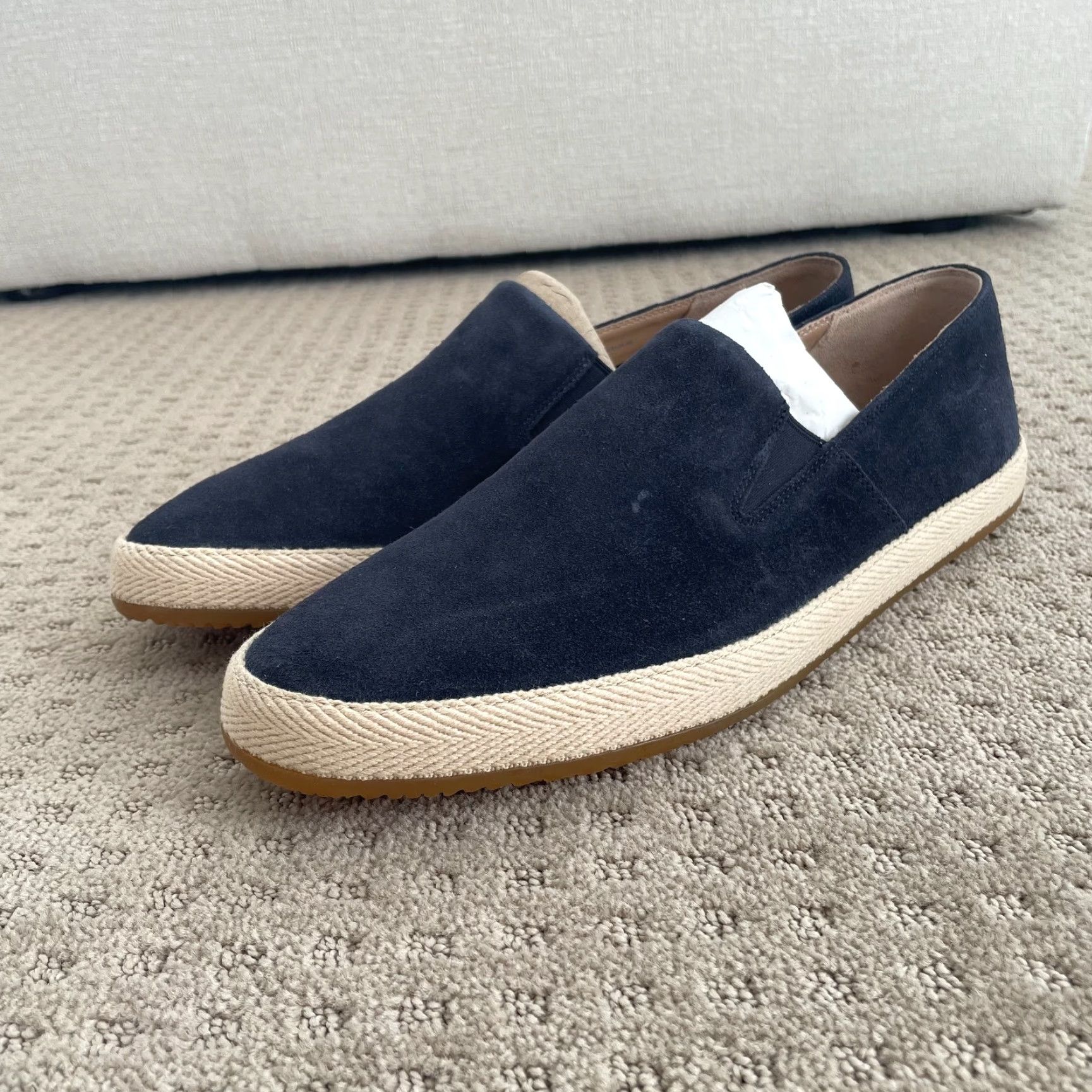 Vince Vince Suede Slip-On Sneaker Men US 12 Coastal Blue Raffia Mid-Sole NEW Size US 11 / EU 44 - 4 Thumbnail