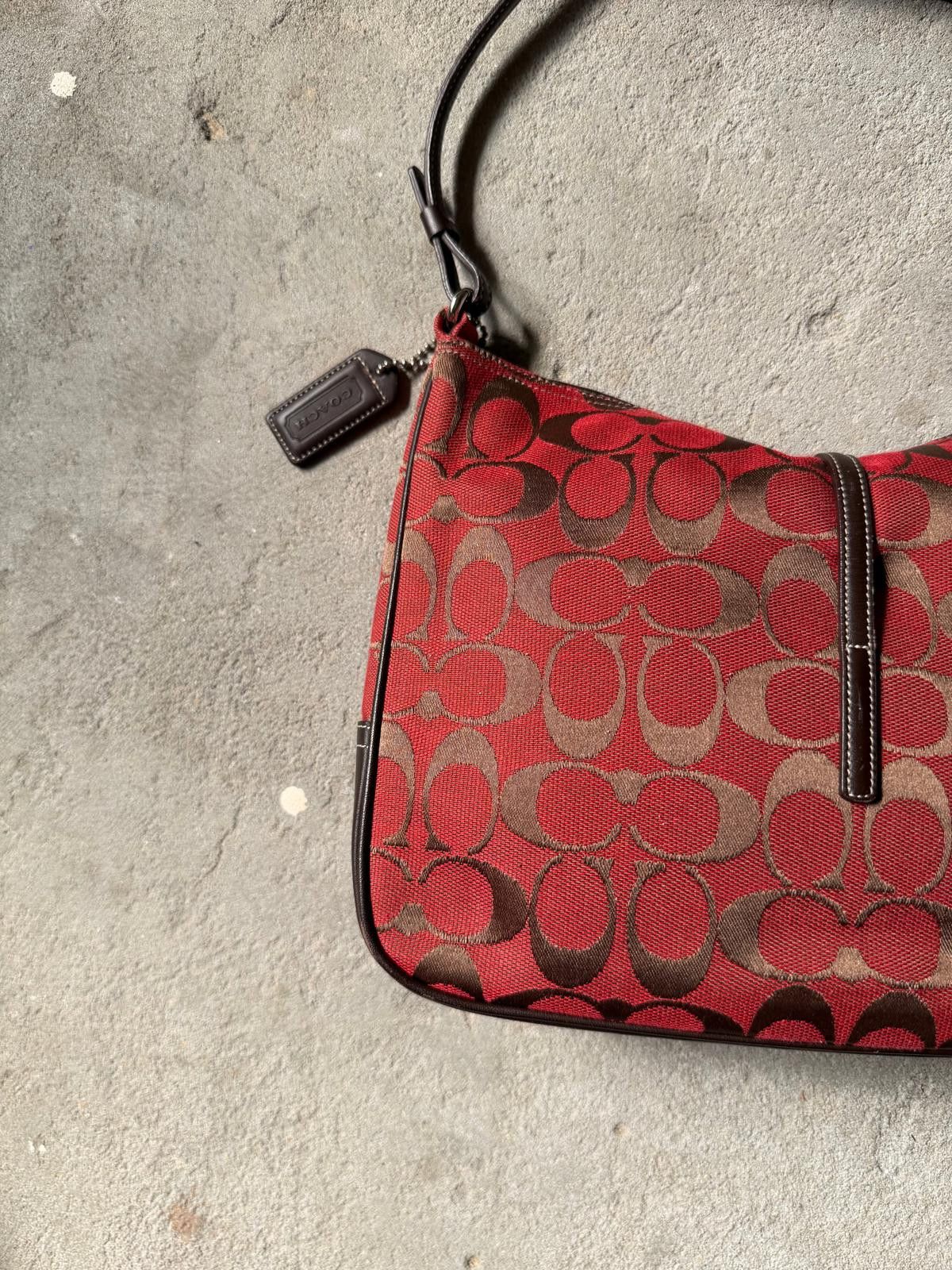 Coach Coach Hobo Signature Clip Canvas Handbag 'Red/Brown' Size ONE SIZE - 7 Thumbnail