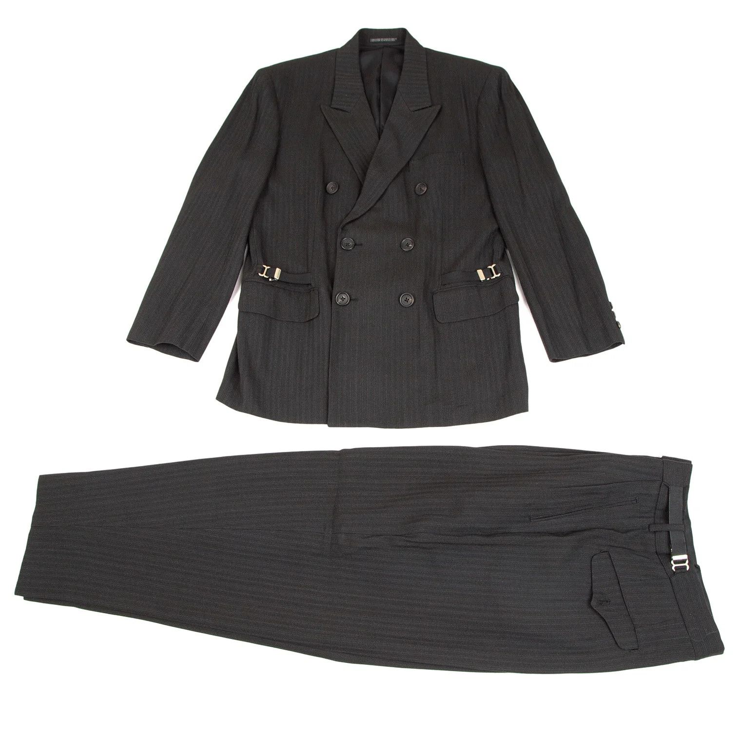 Yohji Yamamoto Yohji Yamamoto Suspenders Decorated Pinstripe Pants Size US 38 / EU 54 - 14 Thumbnail
