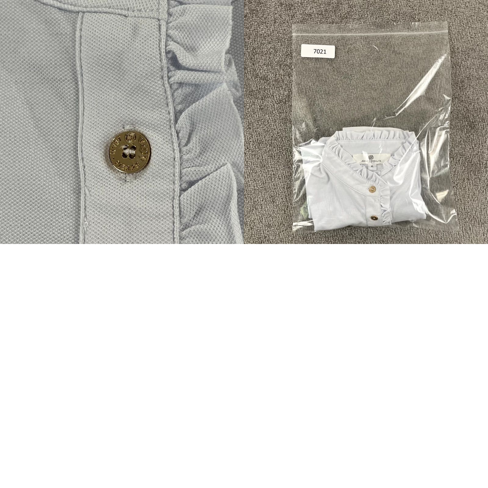 Vintage JEAN-PIERRE KLIFA Shirt Womens XL Grayish White Ruffled Wellington Polo S/S Size XL / US 12-14 / IT 48-50 - 8 Thumbnail