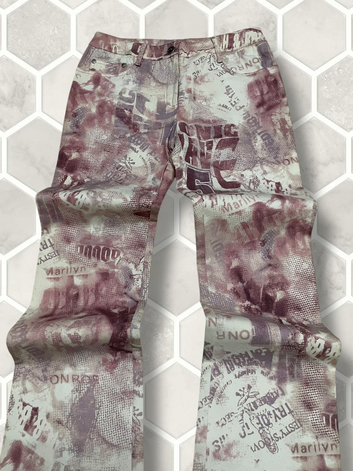 Hysteric Glamour Vintage 1990s Ghole Paris Maryline Monroe Fullprint Pant Size US 26 / EU 42 - 4 Thumbnail