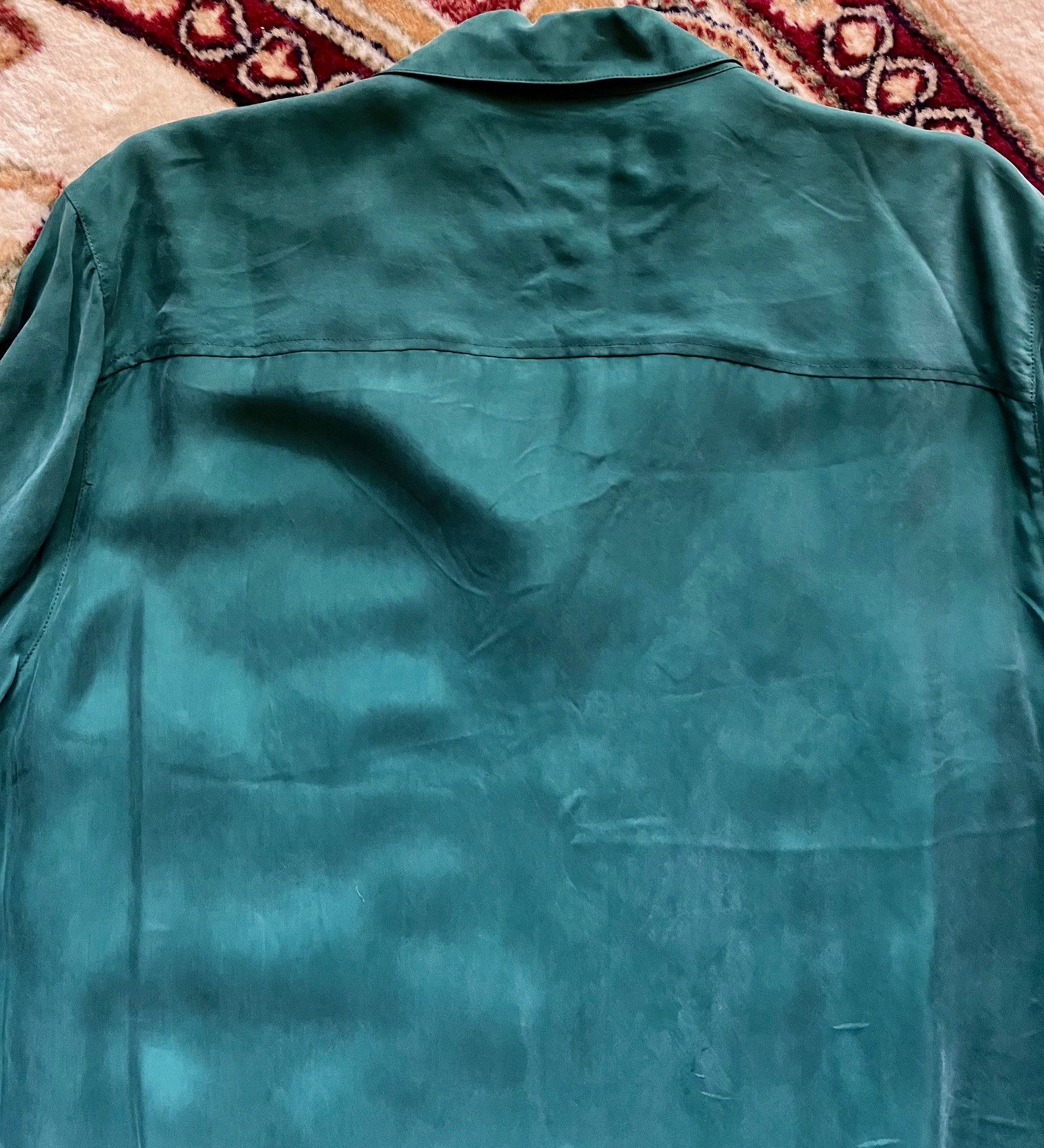 Rochambeau Cupro Silky Camper Collar Emerald Green Shirt Size US L / EU 52-54 / 3 - 4 Thumbnail