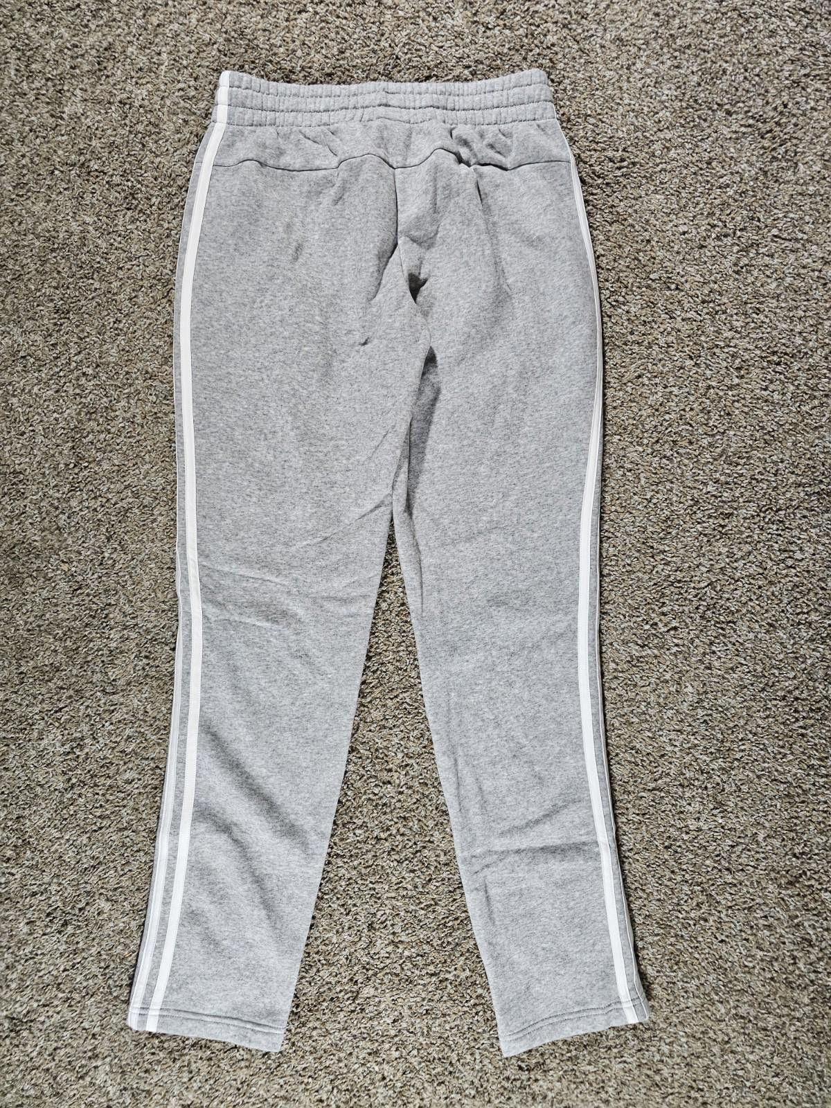 Adidas Adidas Womens Small Gray White Stripe Sweatpants Drawstring Size 28" / US 6 / IT 42 - 6 Thumbnail