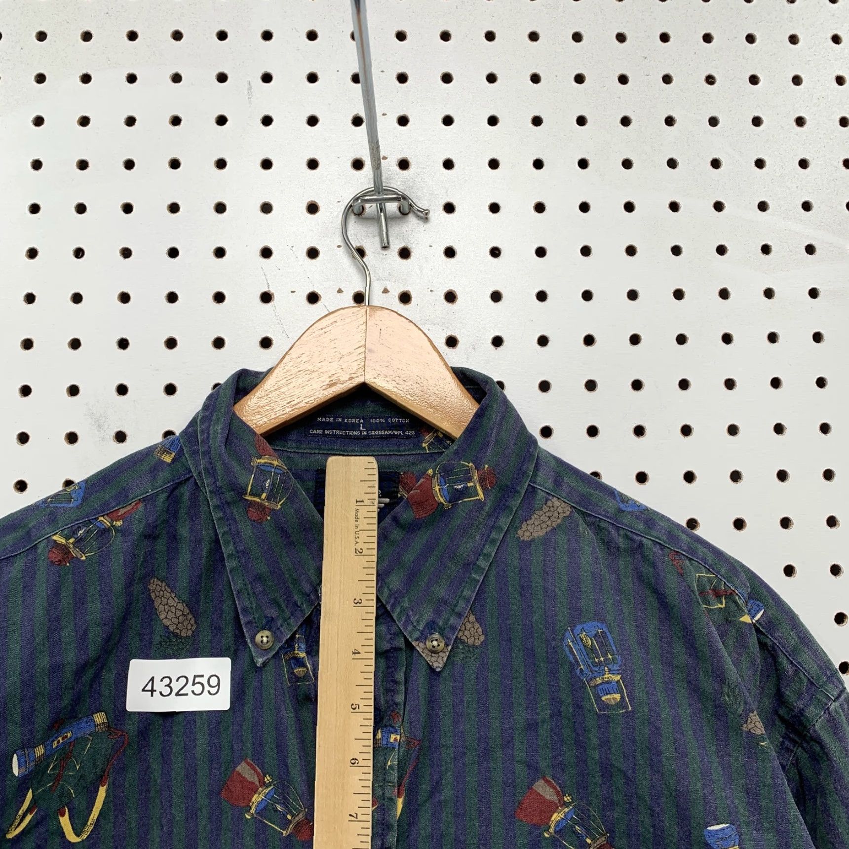 Dockers DOCKERS Shirt Mens L Blue Green Striped Button-Up Outdoor Camping Lightweight Casual Vintage-Check: 90s? Size US L / EU 52-54 / 3 - 7 Thumbnail