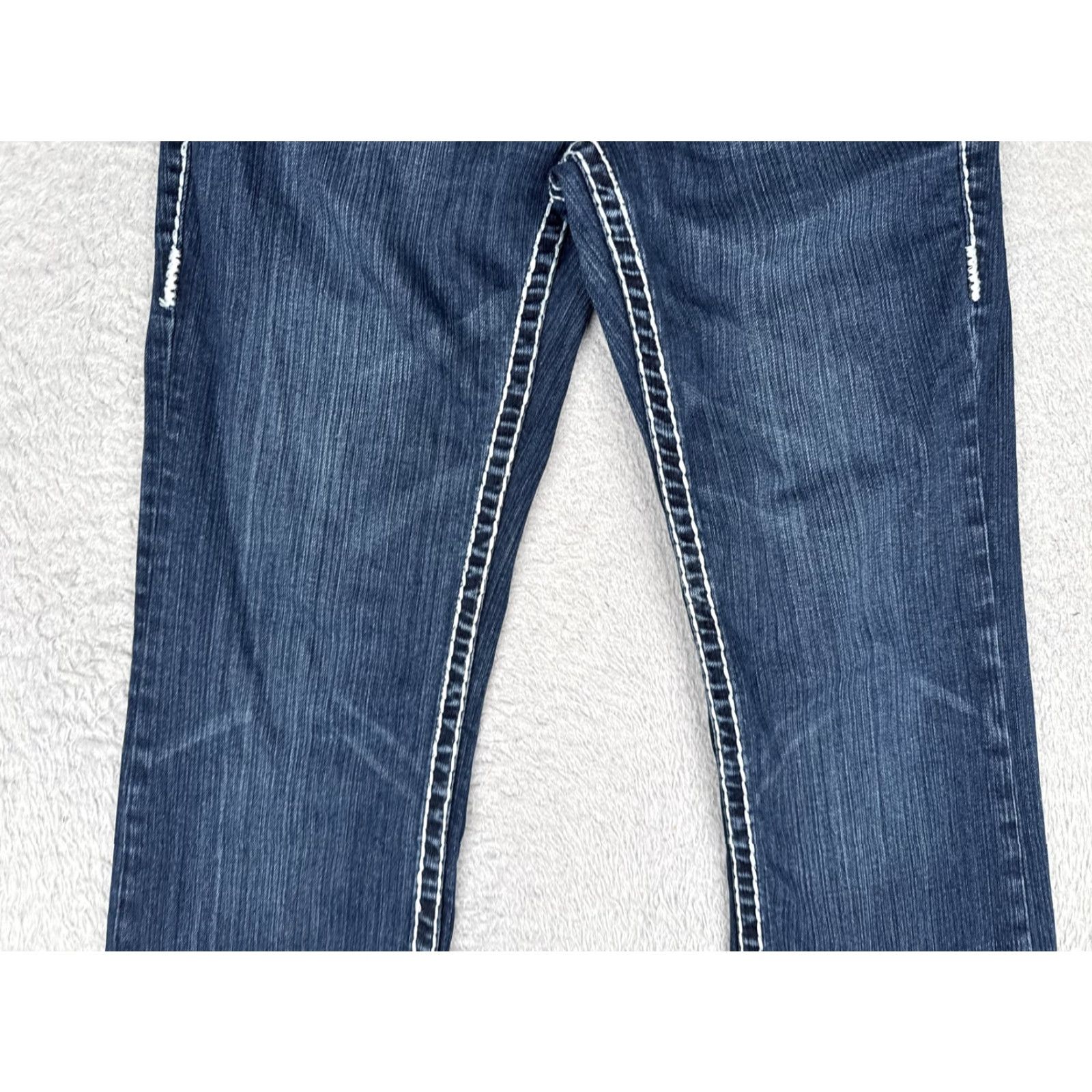 Vintage LA Idol USA Bootcut Jeans Juniors 9 Blue Dark Wash Low Rise Slim Stretch 28x27 Women’s 5-Pocket Design Pants Denim Size 30" / US 8 / IT 44 - 3 Thumbnail