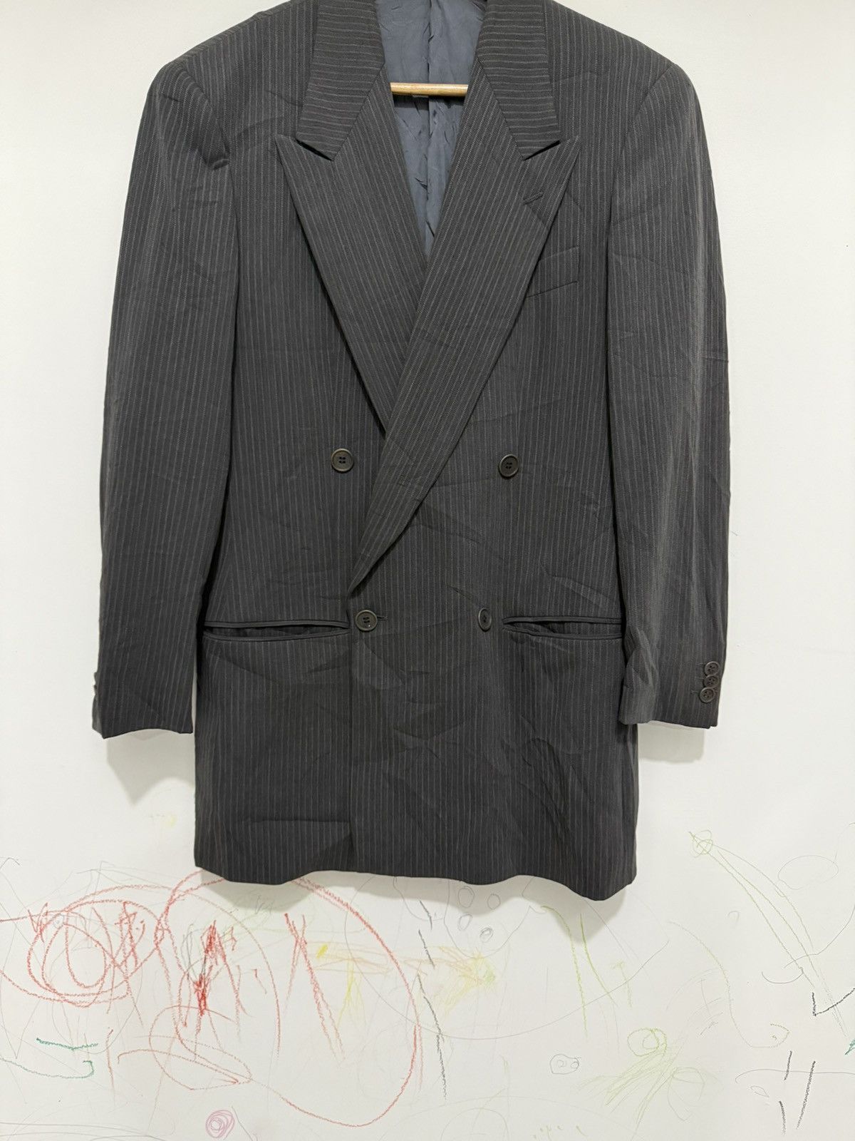 Giorgio Armani Vintage Giorgio Armani Double Breasted Stripe Blazer Size 44R - 5 Thumbnail