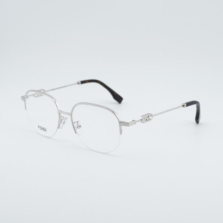 Fendi Fendi FE50104F 016 Eyeglasses Shiny Palladium 53mm Round Size ONE SIZE - 3 Thumbnail