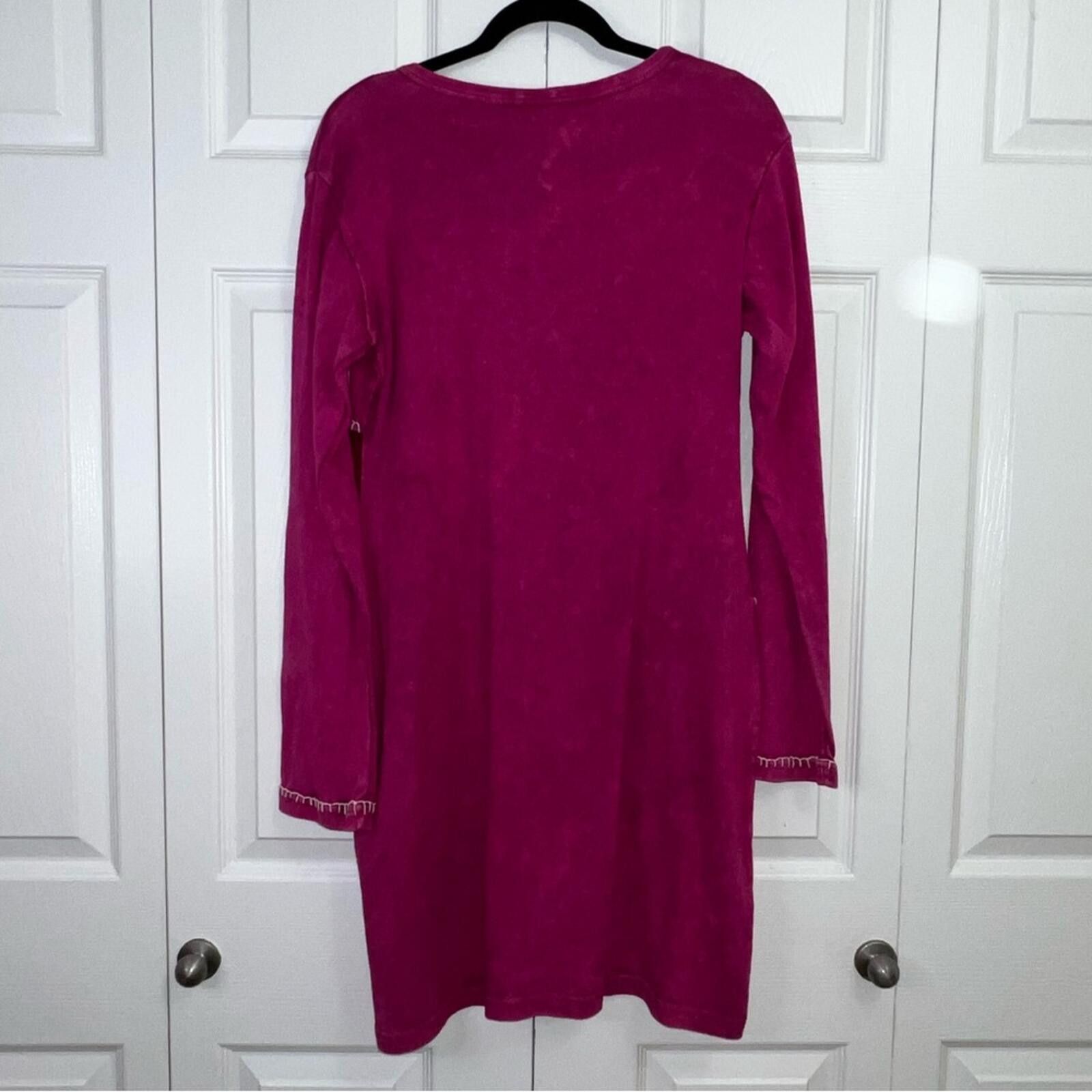 Other Women's K.P.C. Cotton Dress Large Burgundy Embroidered Size L / US 10 / IT 46 - 5 Thumbnail