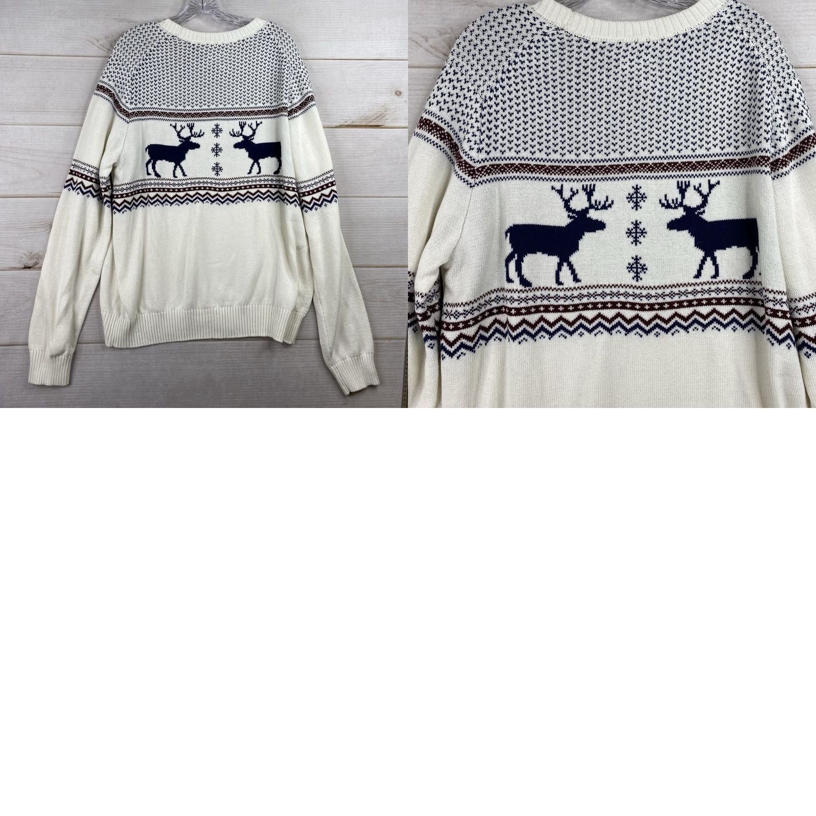 Vintage St. John's Bay Sweater Mens XL 100% Cotton Crew-Neck Pullover Deer Country NWT Size US XL / EU 56 / 4 - 8 Thumbnail