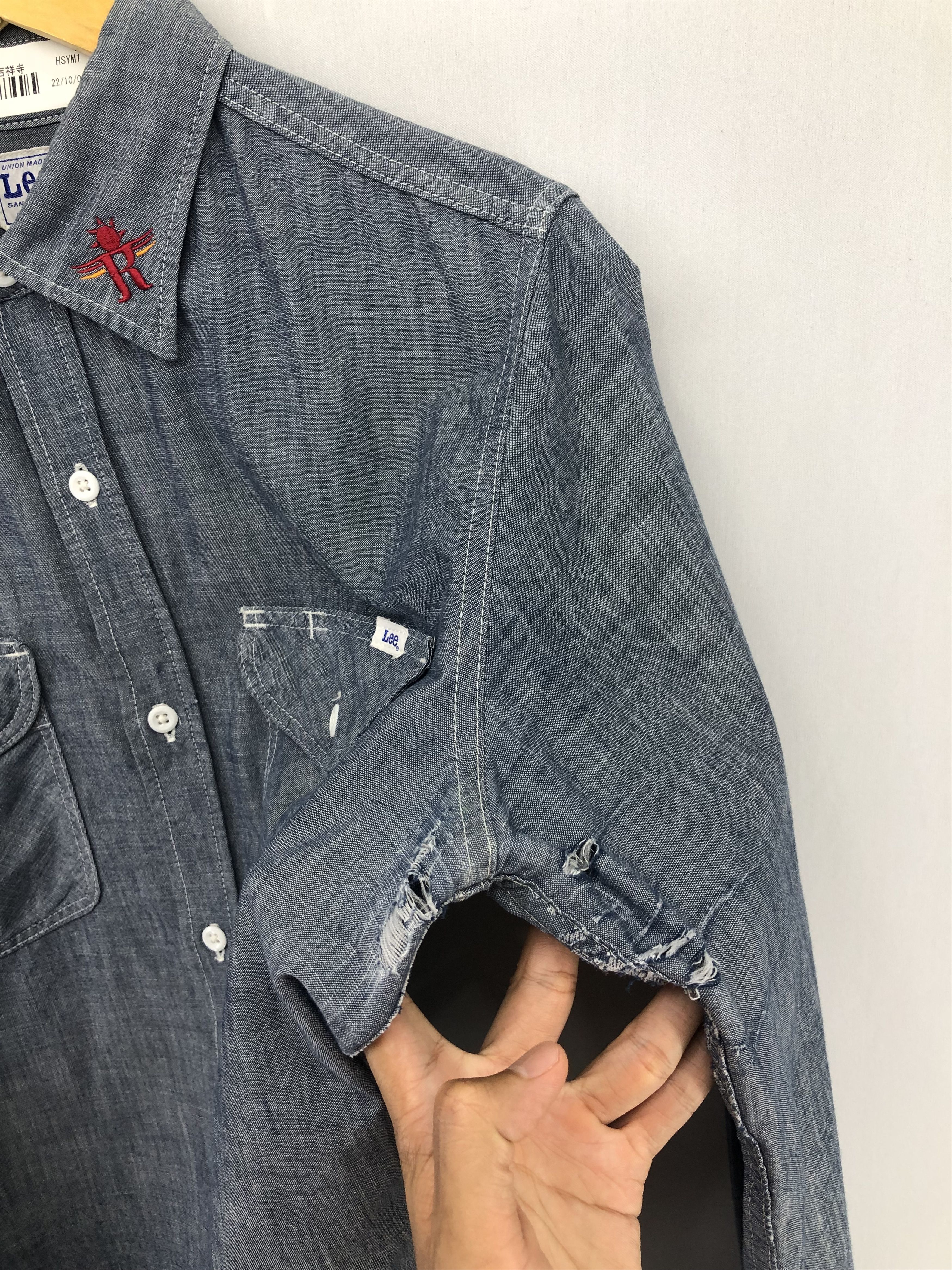 Lee Vintage Lee Distressed Chambray Shirt Size US L / EU 52-54 / 3 - 9 Thumbnail