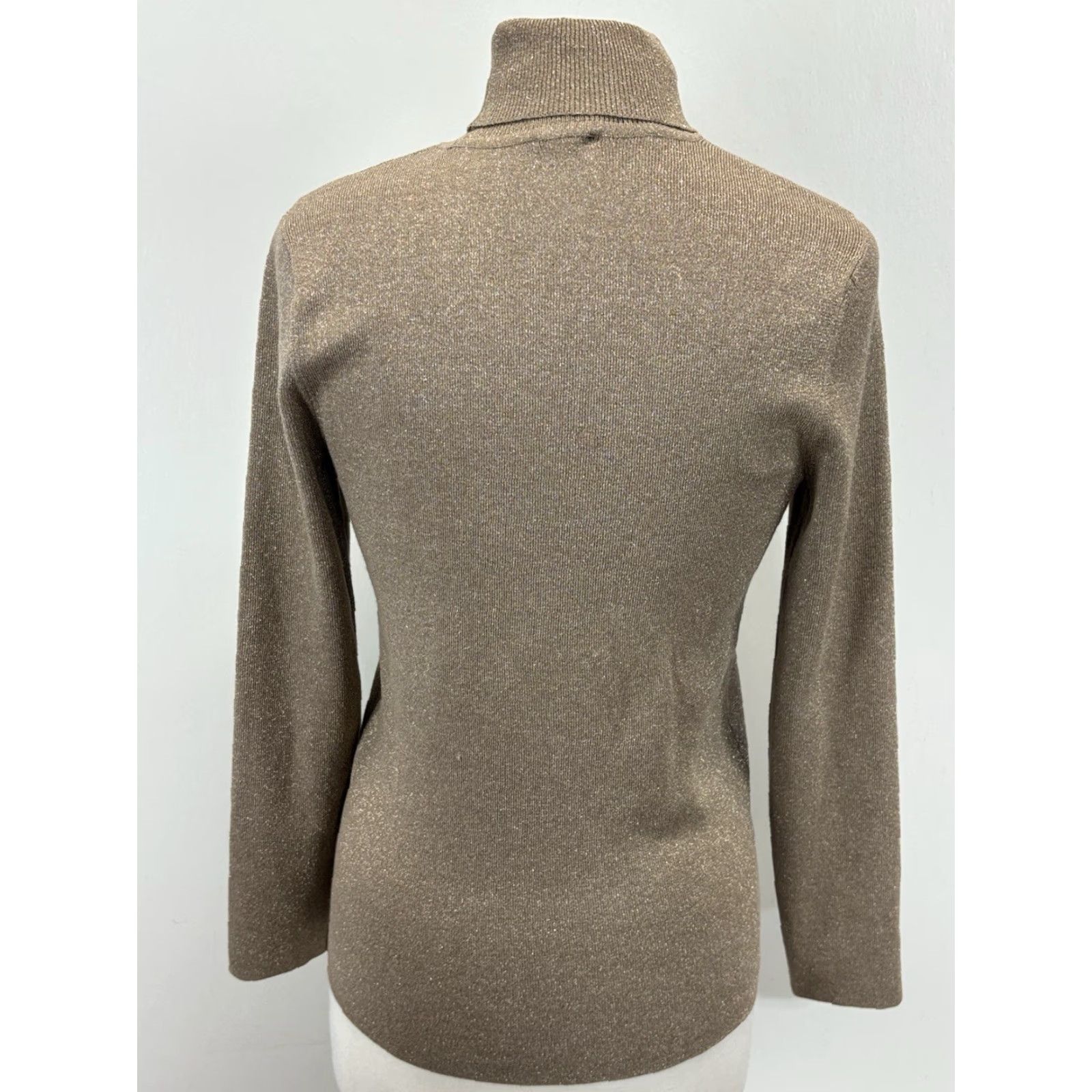 Vintage VINTAGE Chico's Women's Sweater Turtleneck Size Medium US M Gold Metallic Ribbed Knit Pullover 90s Size M / US 6-8 / IT 42-44 - 3 Thumbnail
