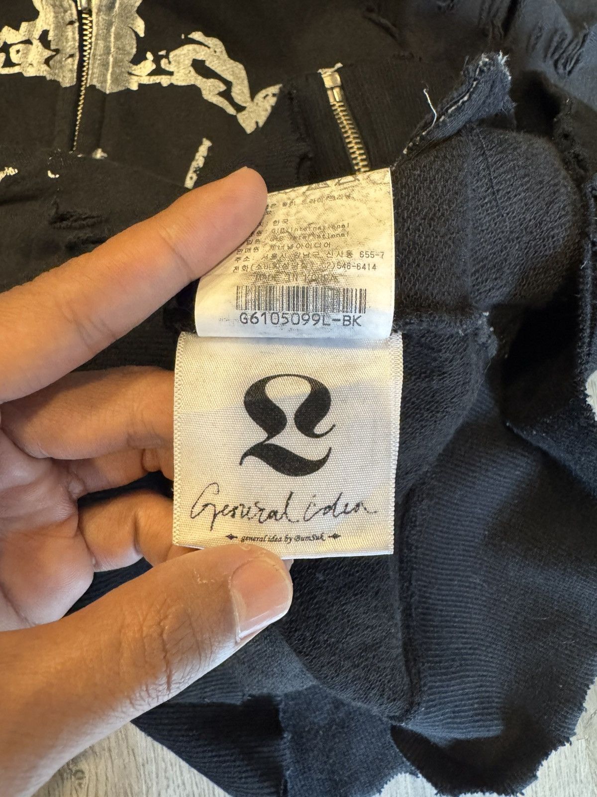 Japanese Brand DISTRESSED ZIP-UP HOODIE FROM GENERAL IDEA BY BUM SUK Size US L / EU 52-54 / 3 - 9 Thumbnail