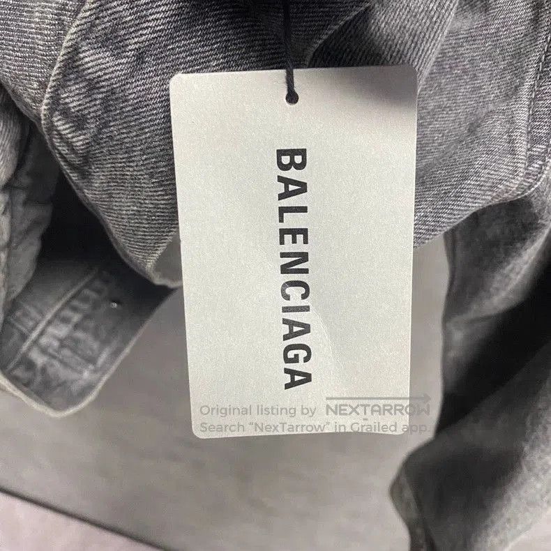 Balenciaga Balenciaga Black Gray Logo Denim Jacket. Size US M / EU 48-50 / 2 - 4 Thumbnail