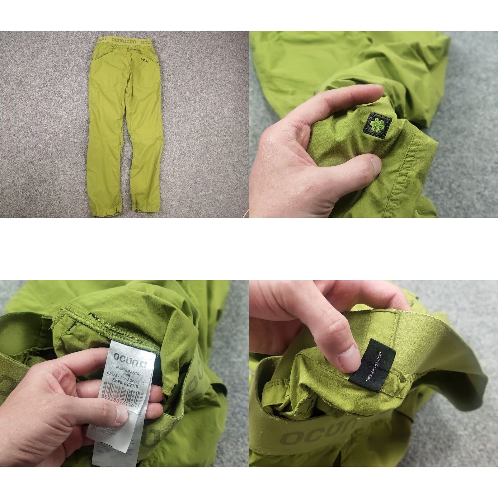 Vintage Ocun Mania Pond Green Hiking Pants Climbing Lightweight Drawstrings Men L Green Cargo Size US 33 - 9 Thumbnail