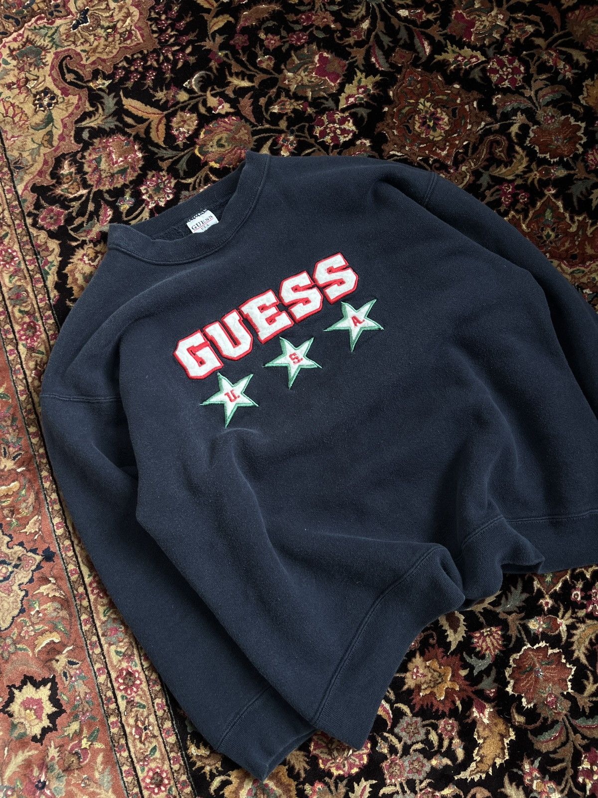 Guess Vintage USA Star Design Guess Embroidered Crewneck Rare S Size US S / EU 44-46 / 1 - 2 Thumbnail