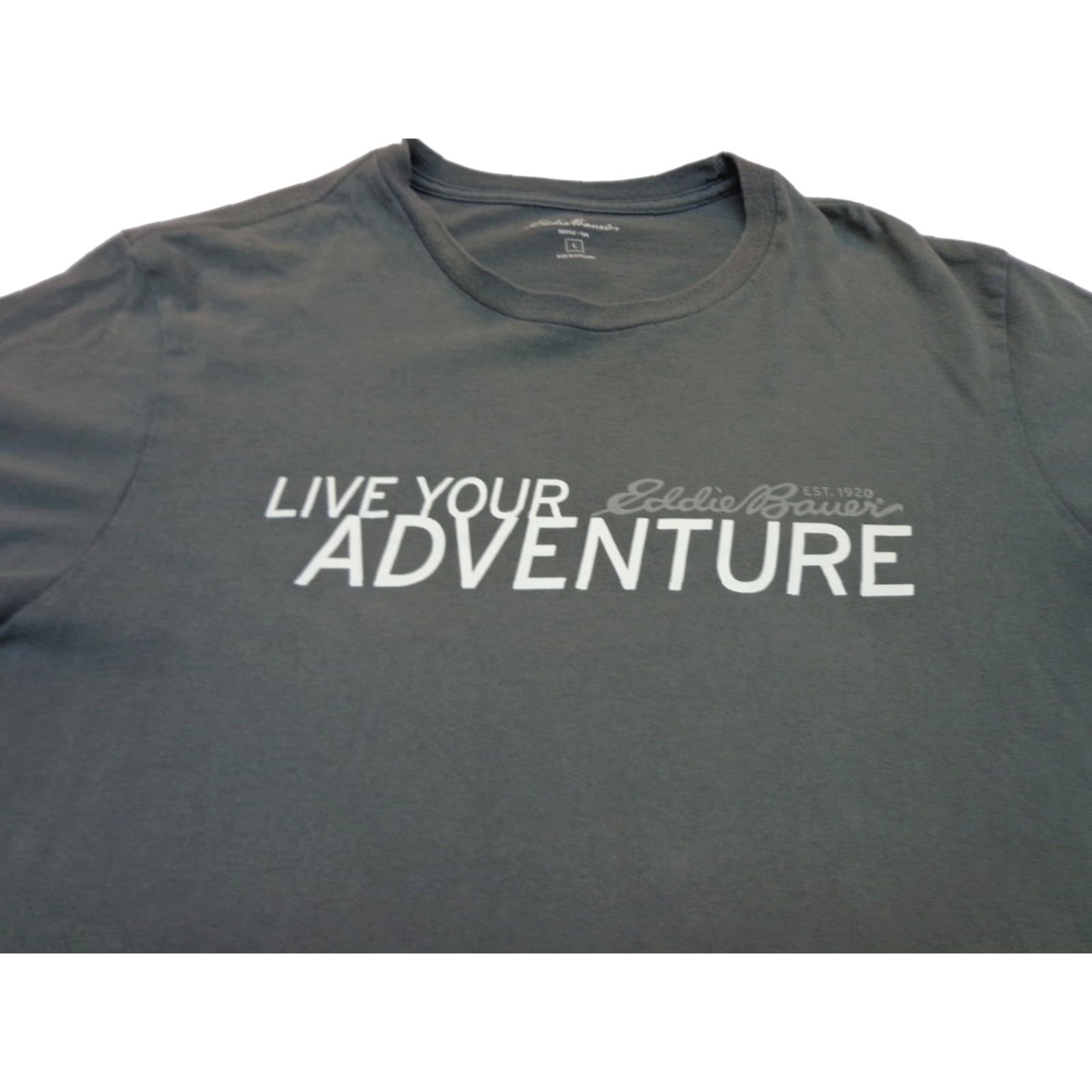 Eddie Bauer Eddie Bauer Gray T-Shirt Live Your Adventure L Mens Casual Cotton Crew Neck Short Sleeve Classic Fit Size US L / EU 52-54 / 3 - 1 Thumbnail