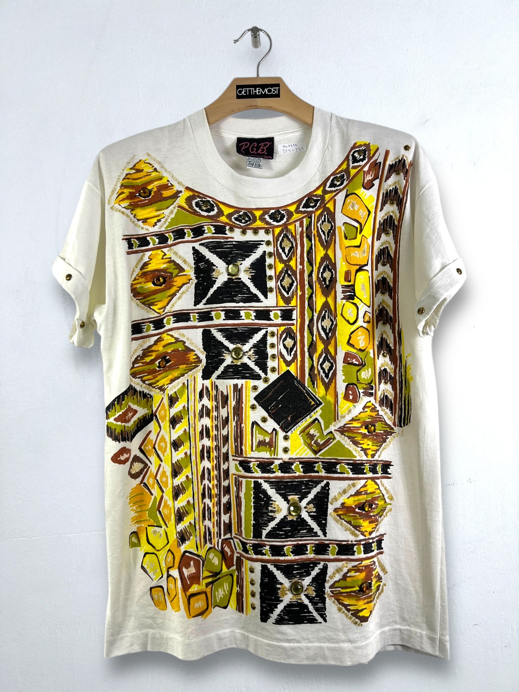 Vintage No.4844 Vintage 90s African Art Graphic Tee (OSFA) Size US L / EU 52-54 / 3 - 1 Thumbnail