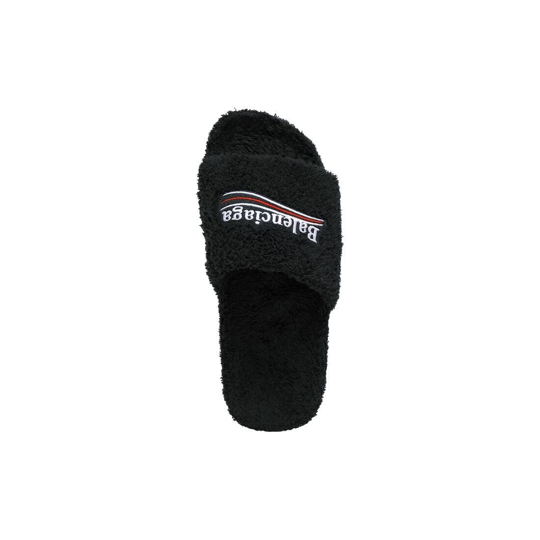 Balenciaga o1in1g1124 Furry Slide Sandals In Soft Towel in Black Size US 5 / IT 35 - 5 Thumbnail