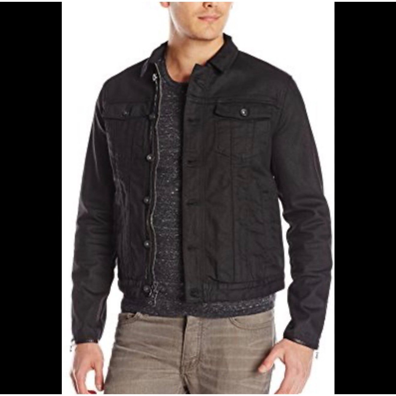 John Varvatos new John Varvatos black coated denim Jean jacket size small Size US S / EU 44-46 / 1 - 1 Thumbnail