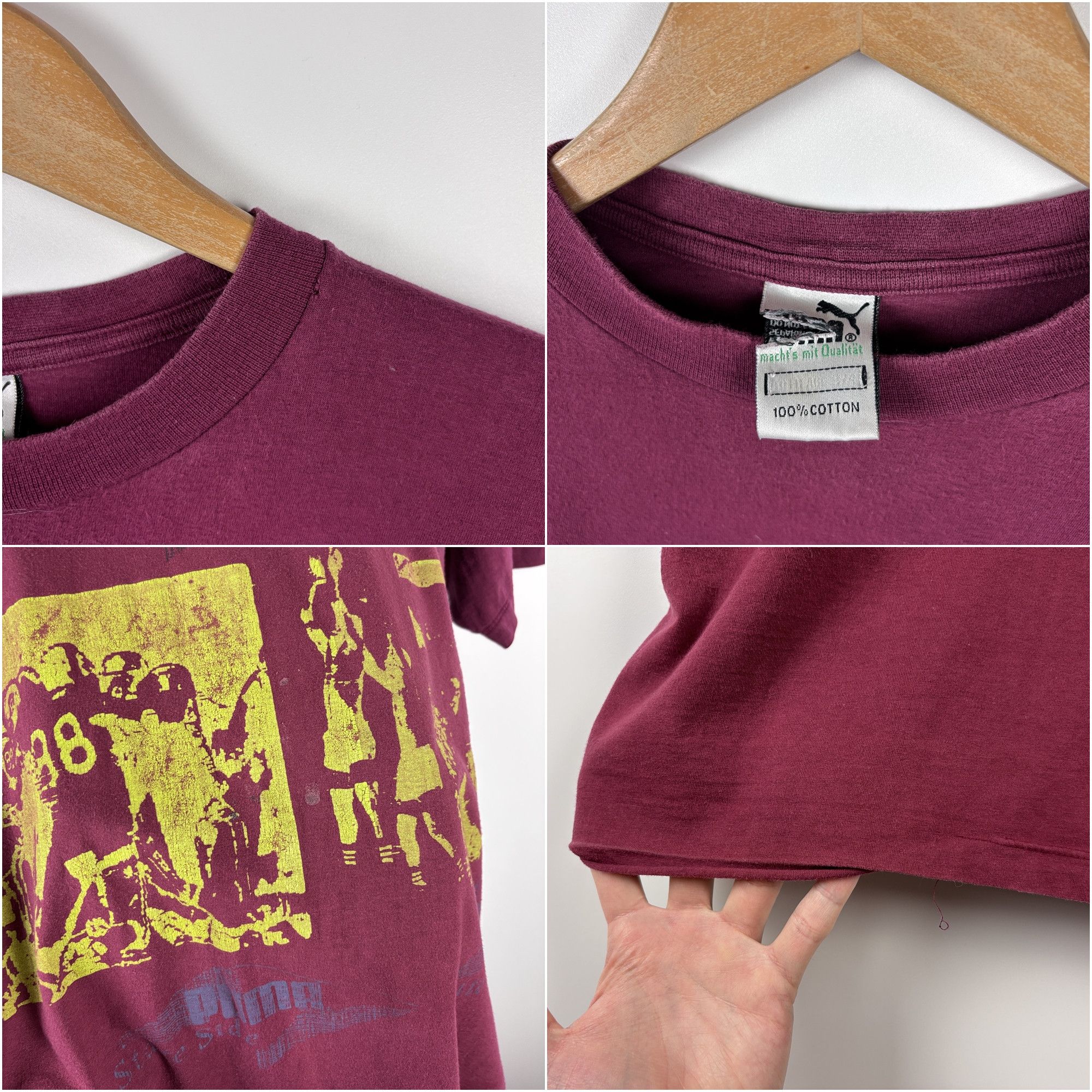 Puma × Vintage Vintage 80s Puma State Side T-Shirt Burgundy Mens Size ~L Size US L / EU 52-54 / 3 - 9 Thumbnail
