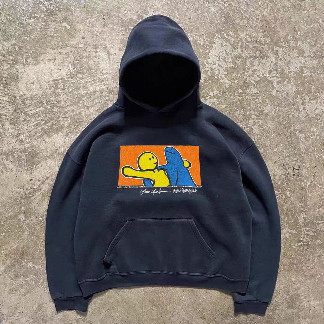 Vintage Black retro cartoon print cotton hoodie y2k Size US M / EU 48-50 / 2 - 1 Thumbnail