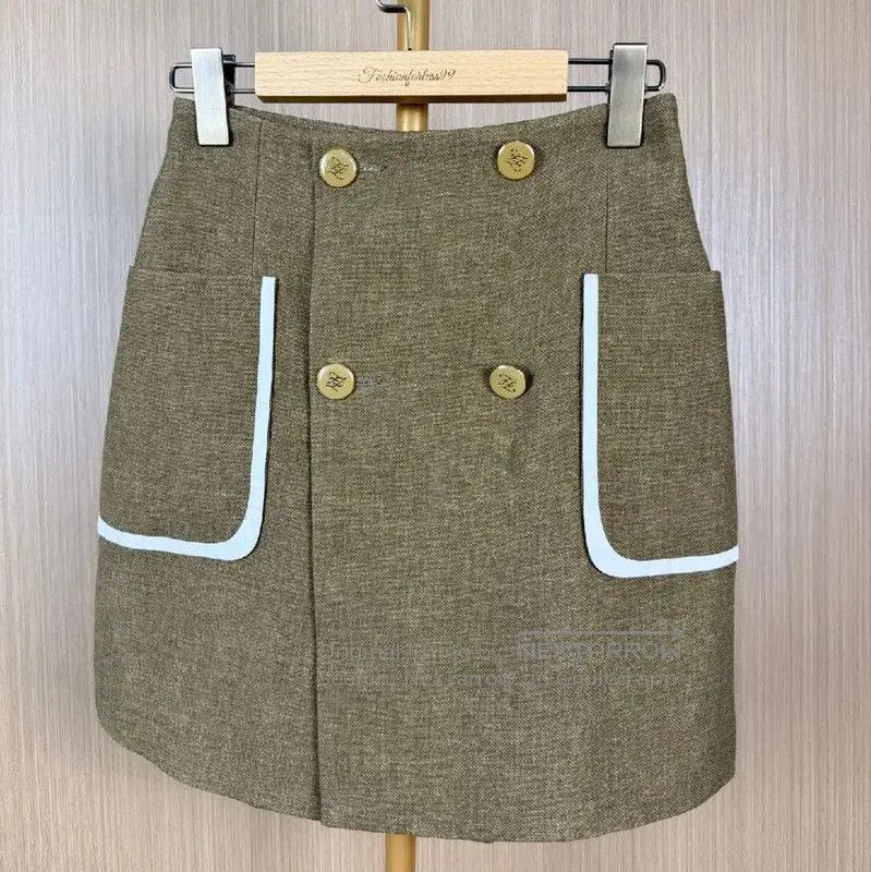 Fendi Fendi Khaki Wool Skirt with Buttons . Size 23" - 1 Thumbnail