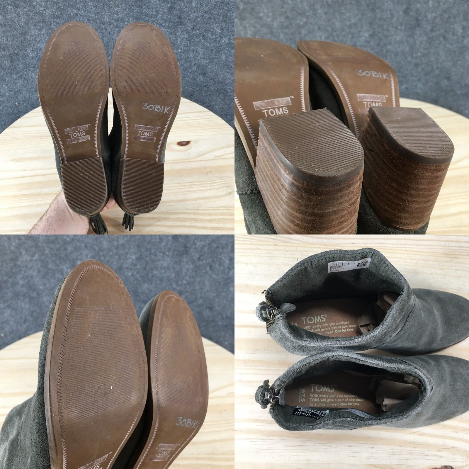 Toms Toms Boots Womens 7.5 Leila Ankle Bootie Green Comfort Round Toe Block Heel Mid 2-2.9in Suede Leather Lining Zip Casual Shoes Size US 8 / IT 38 - 9 Thumbnail