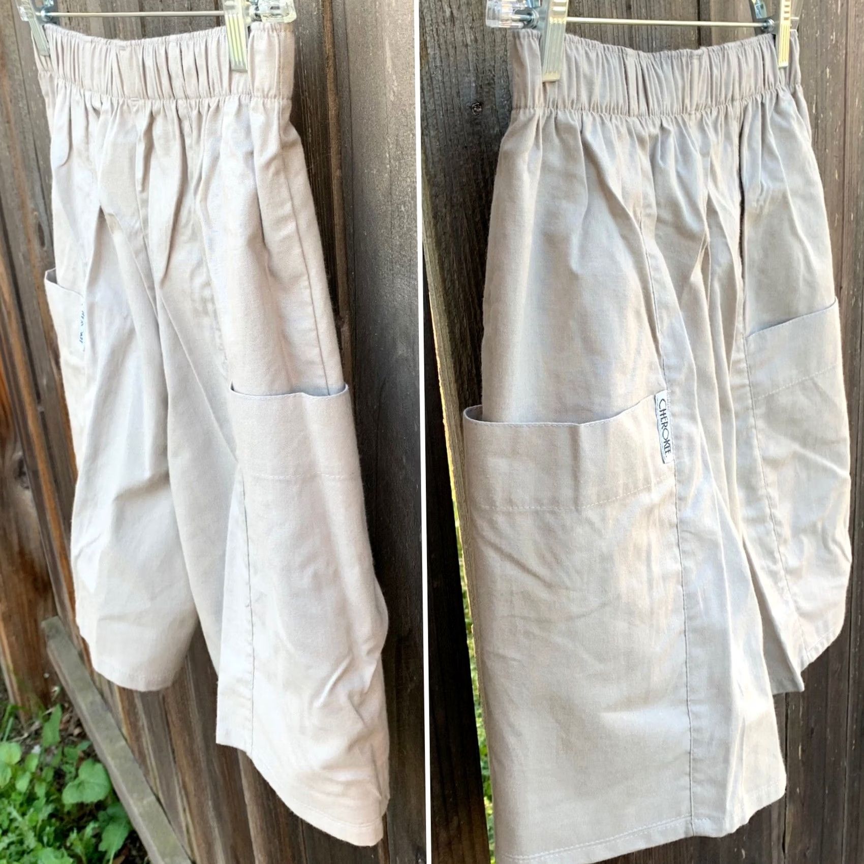 Cherokee VINTAGE Cherokee Shorts High Waist Big Side Pockets khaki 80s 1980s Size 14 Beige Cotton Women Casual Pockets 80s Style FW21470 Mens Womens Girls Boys Size 36" / US 14 / IT 50 - 3 Thumbnail