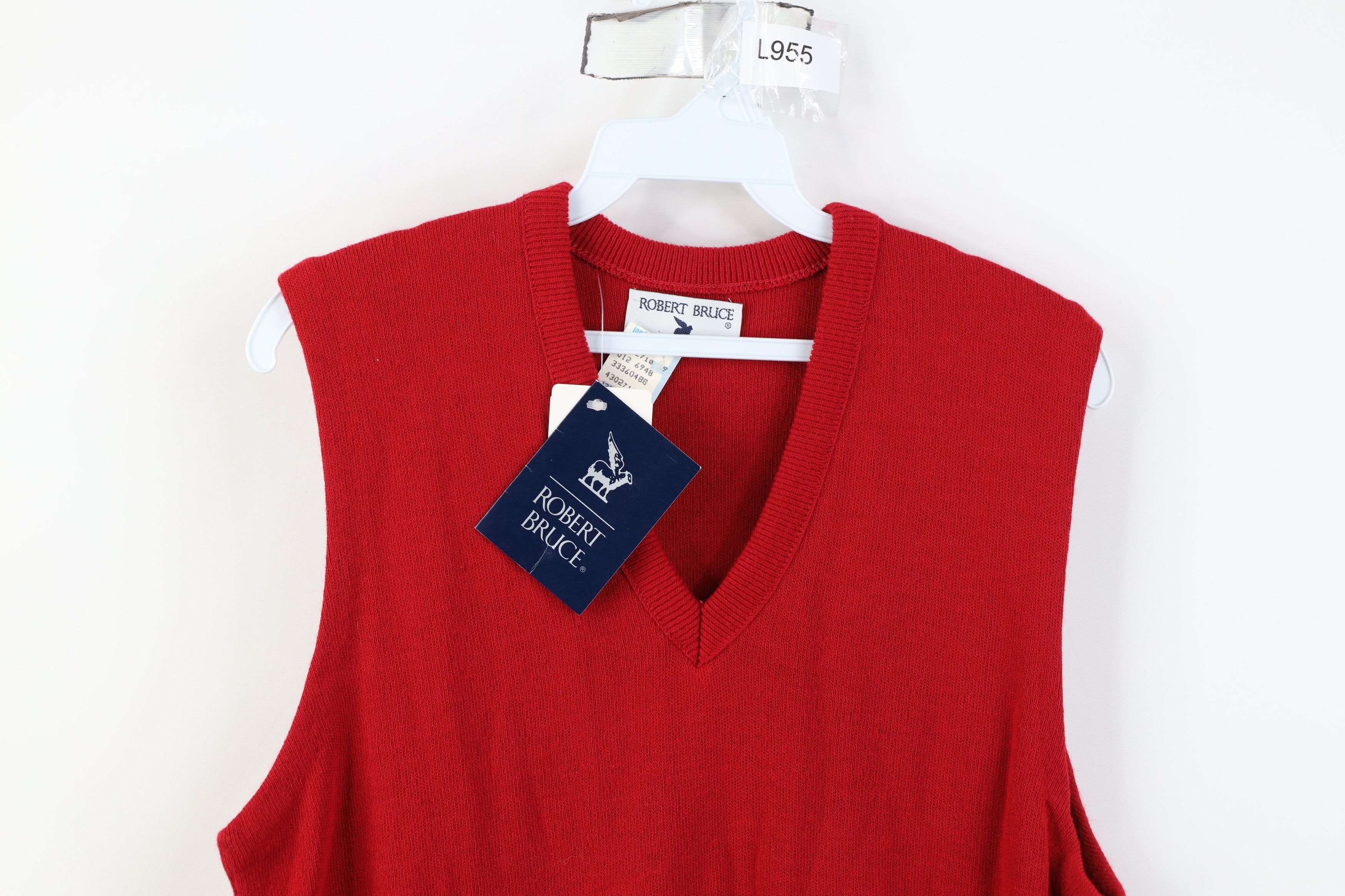 Vintage Deadstock Vintage 70s Streetwear V-Neck Sweater Vest Red USA Size US L / EU 52-54 / 3 - 2 Thumbnail