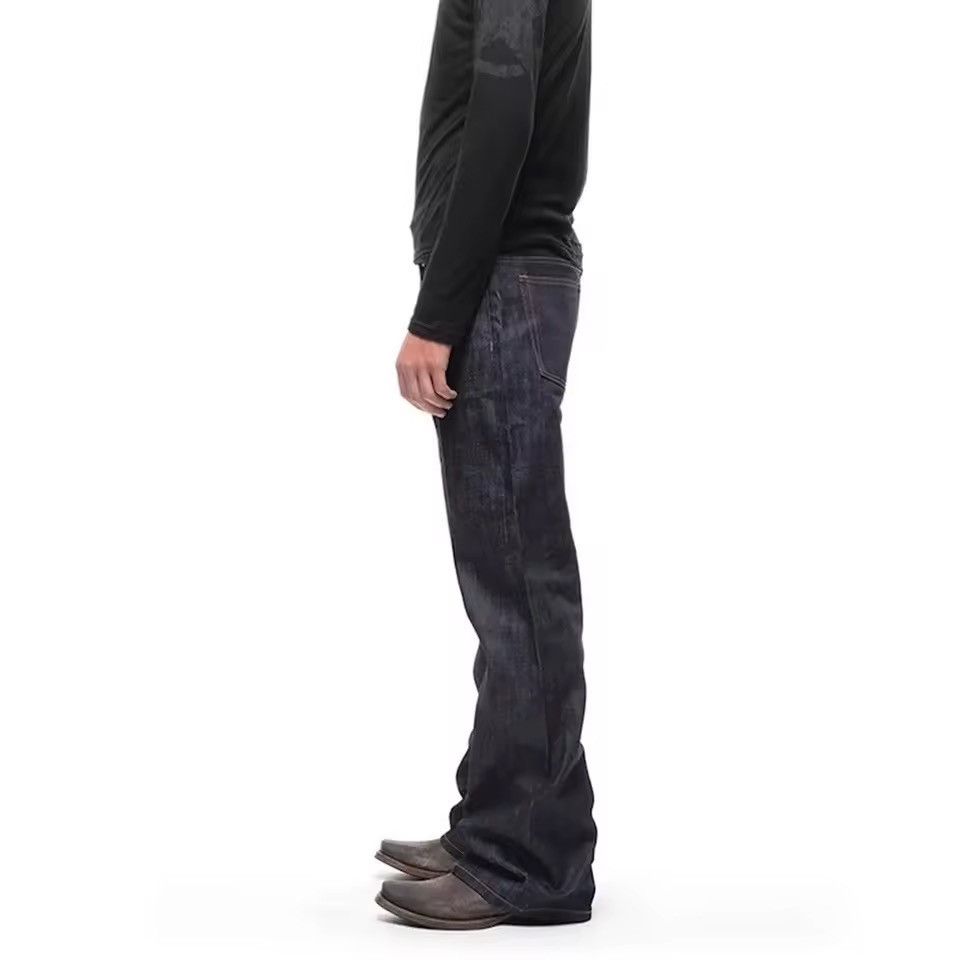 Indigo Blue Wide Straight Leg Selvedge Raw Denim Jeans