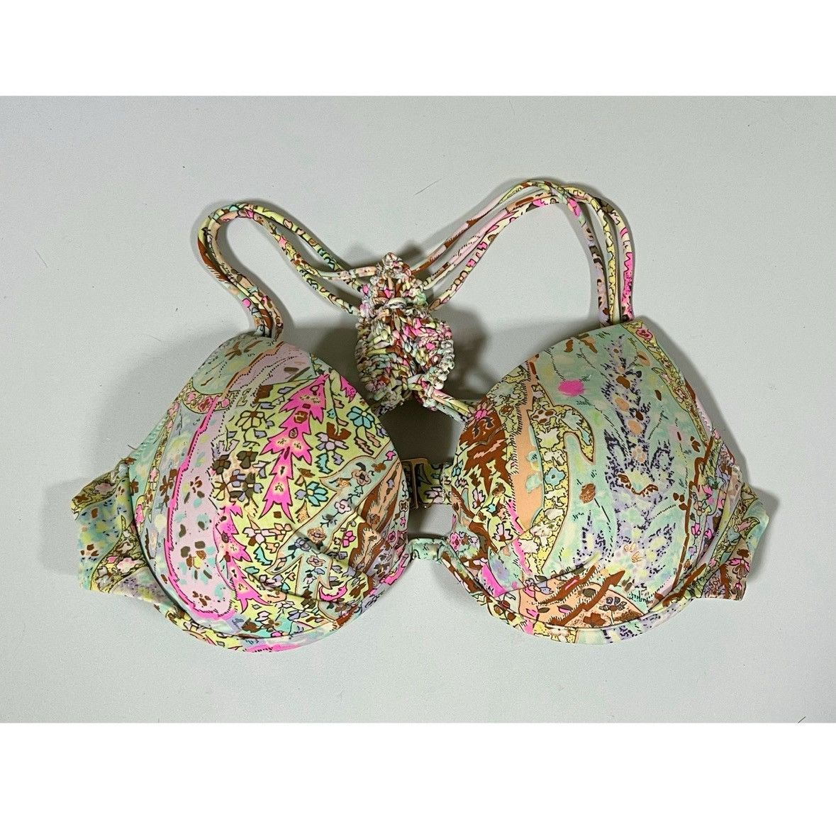 Victoria's Secret Pastel Paisley Boho Push-Up Bikini Top Swimwear Size 34C 🩵✨ Size M / US 6-8 / IT 42-44 - 3 Thumbnail