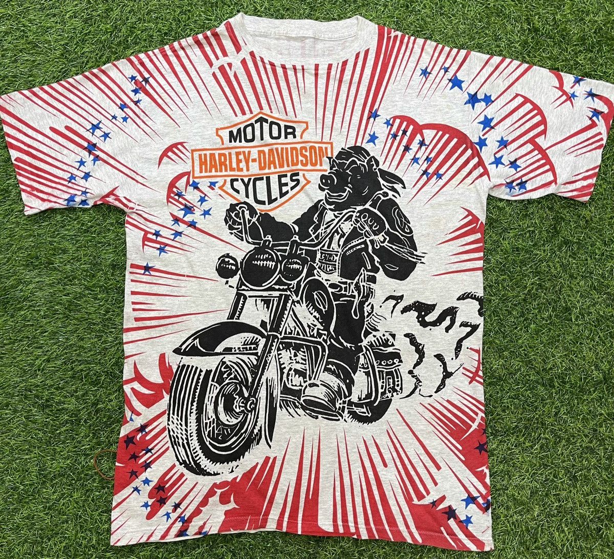 Harley Davidson × Vintage RARE VINTAGE HARLEY DAVIDSON ALL OVER PRINT 90s TEES Size US XL / EU 56 / 4 - 3 Thumbnail