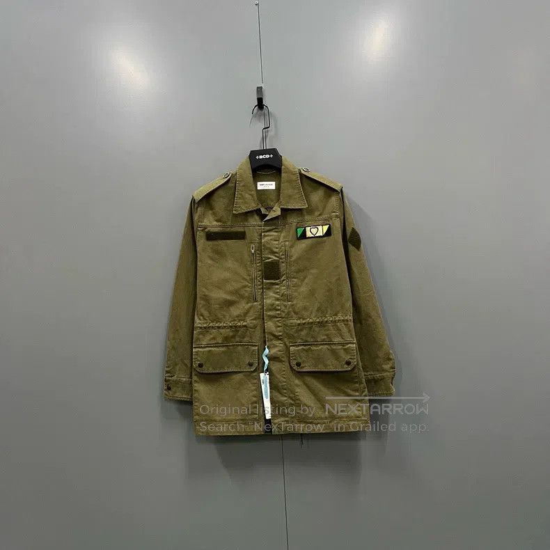 Saint Laurent Paris Military green logo embroidery jacket
