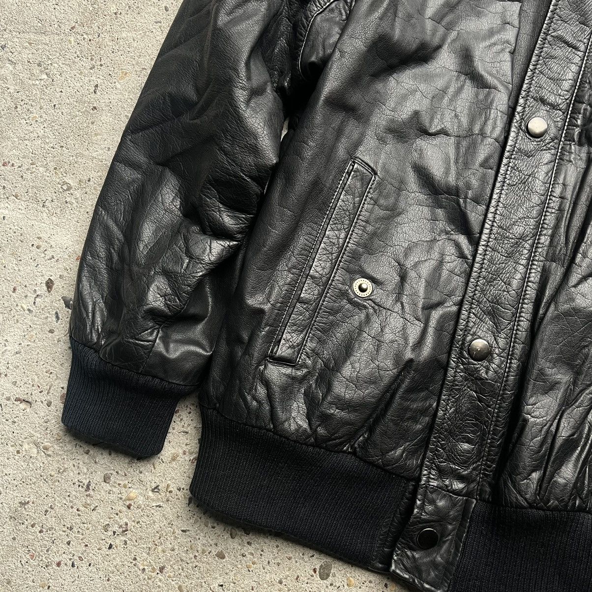 Opium black leather jacket zip vintage y2k bomber flight