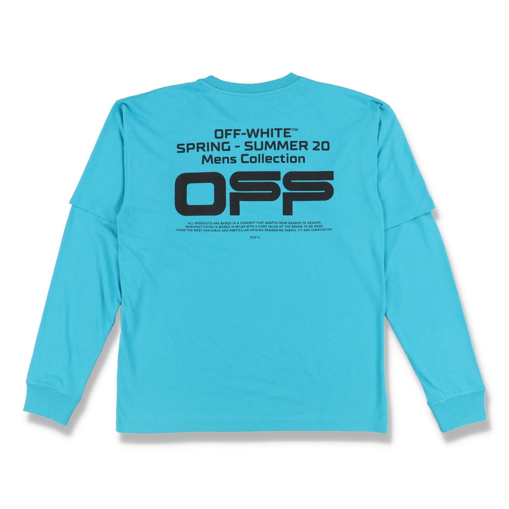 Off-White Blue Wavy Line Logo Oversized Double Layer T-shirt Size US M / EU 48-50 / 2 - 1 Thumbnail