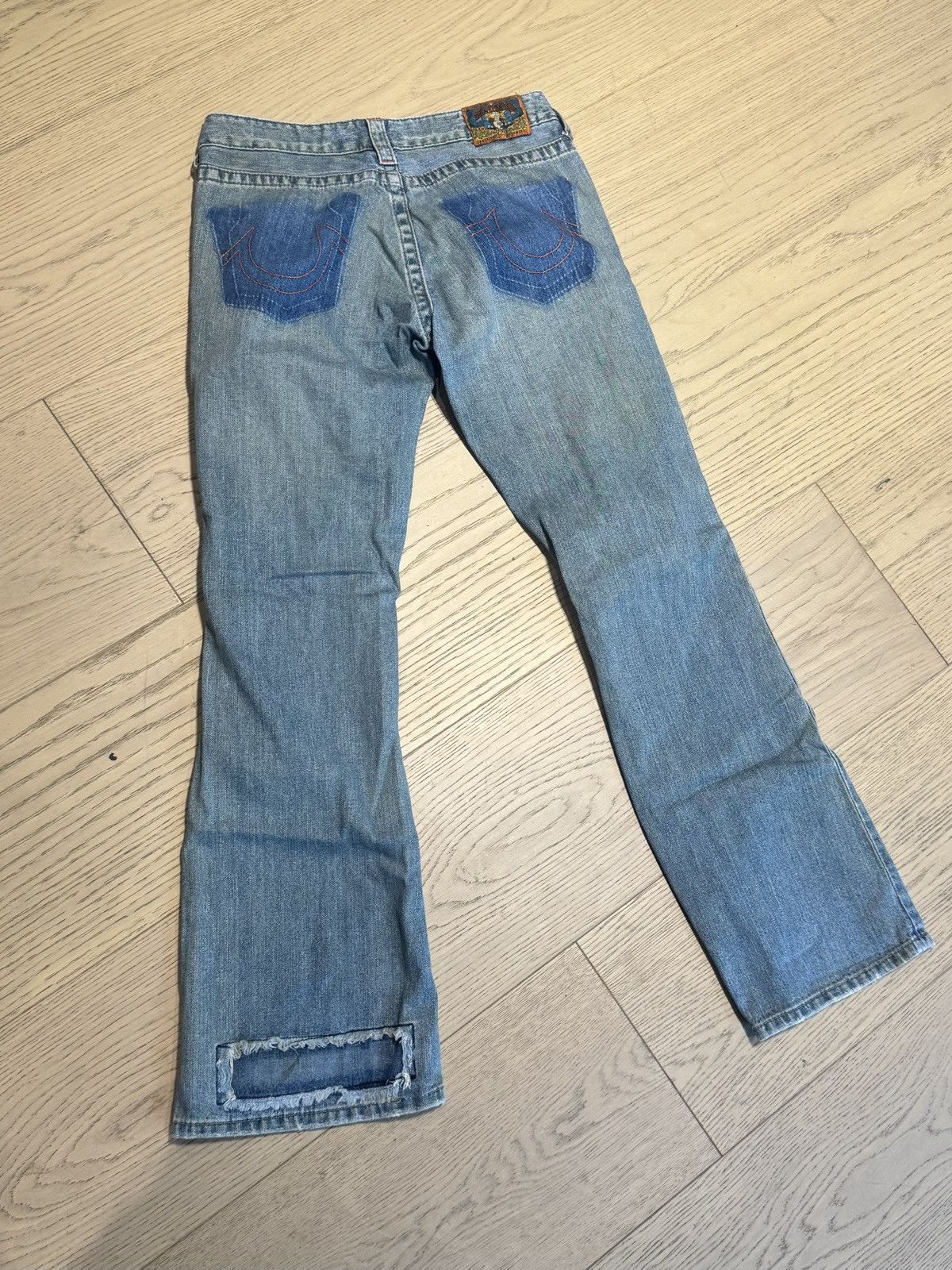 True Religion Rare True Religion Patchwork Sashiko Flare Low-Rise Jeans Size 29" - 5 Thumbnail