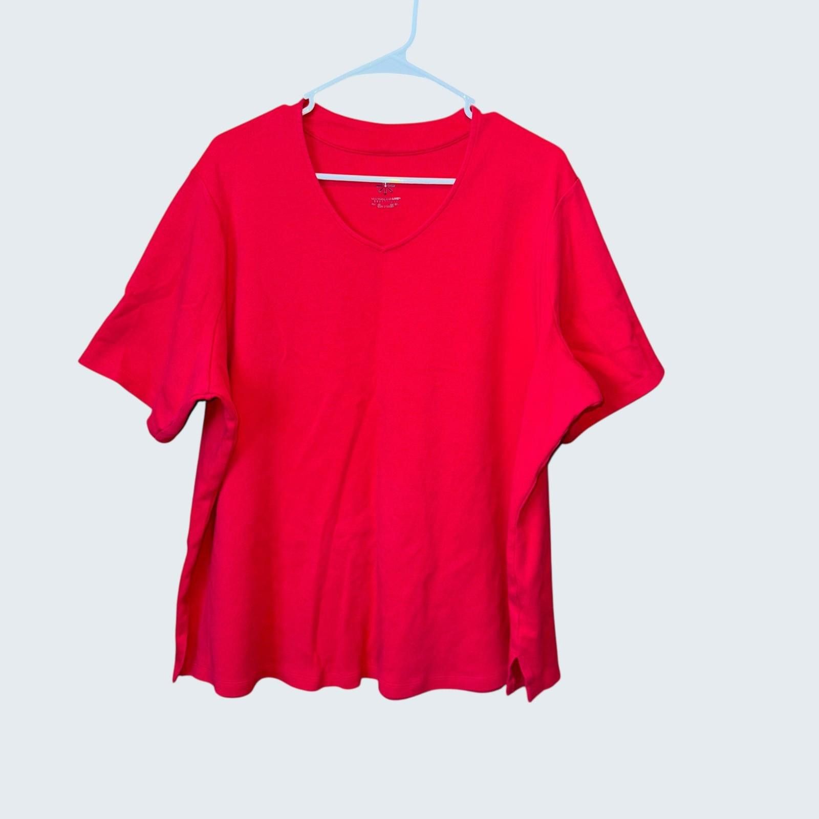 Other Isaac Mizrahi Live Womens Red V-Neck Short Sleeve T-Shirt 3X Size 3XL / US 20-22 - 1 Thumbnail