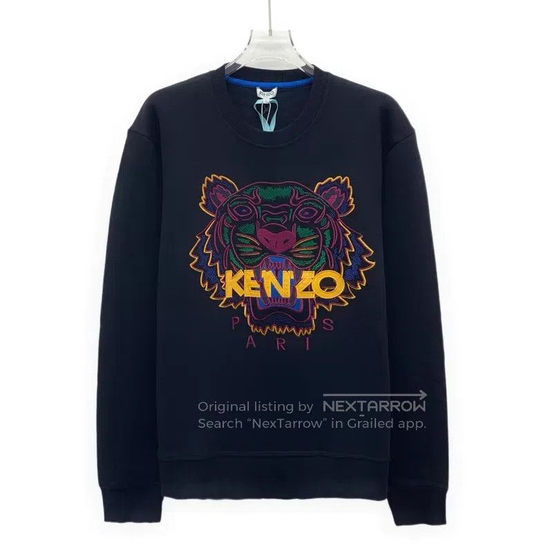 Kenzo Kenzo Black tiger head embroidered cotton crew-neck long-s Size L / US 10 / IT 46 - 1 Thumbnail