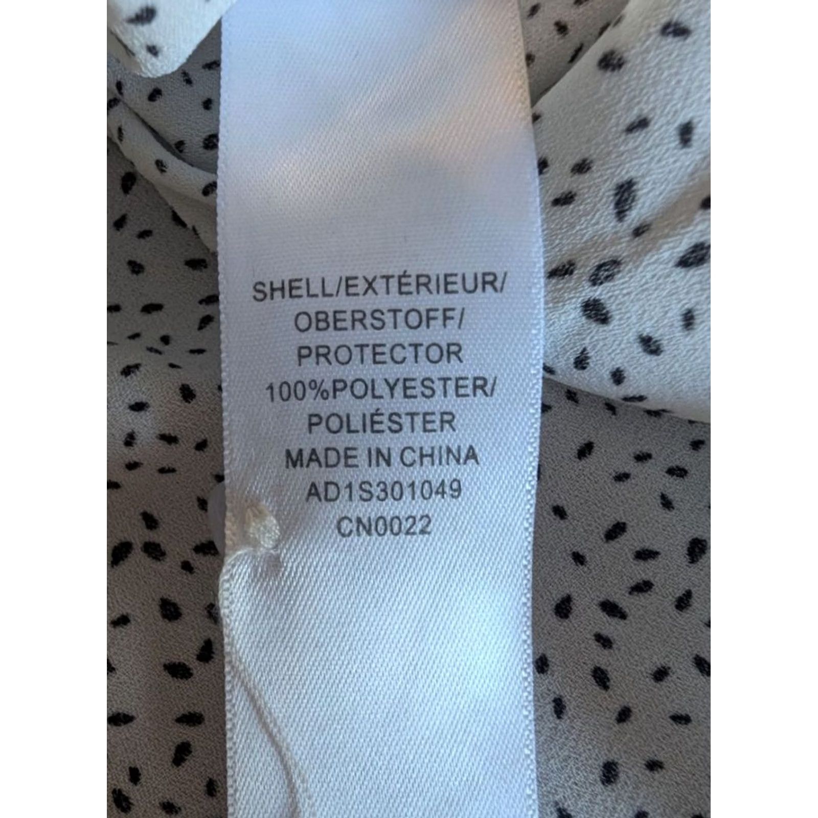 Adrianna Papell Adrianna Papell Blouse Shirt Polka Dot Long Sleeve Tie Neck Chiffon Pleated Tunic White Size XL / US 12-14 / IT 48-50 - 6 Thumbnail