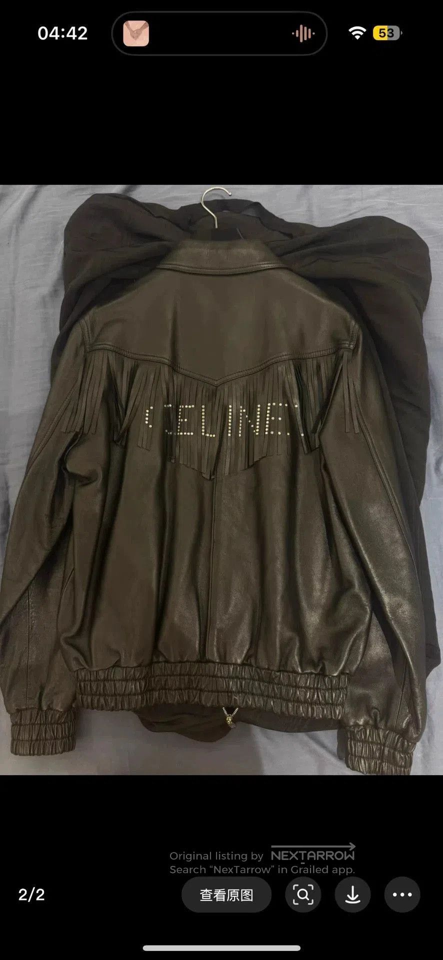 Celine Black Leather Jacket with Fringe & Embellished Back . Size US S / EU 44-46 / 1 - 4 Thumbnail