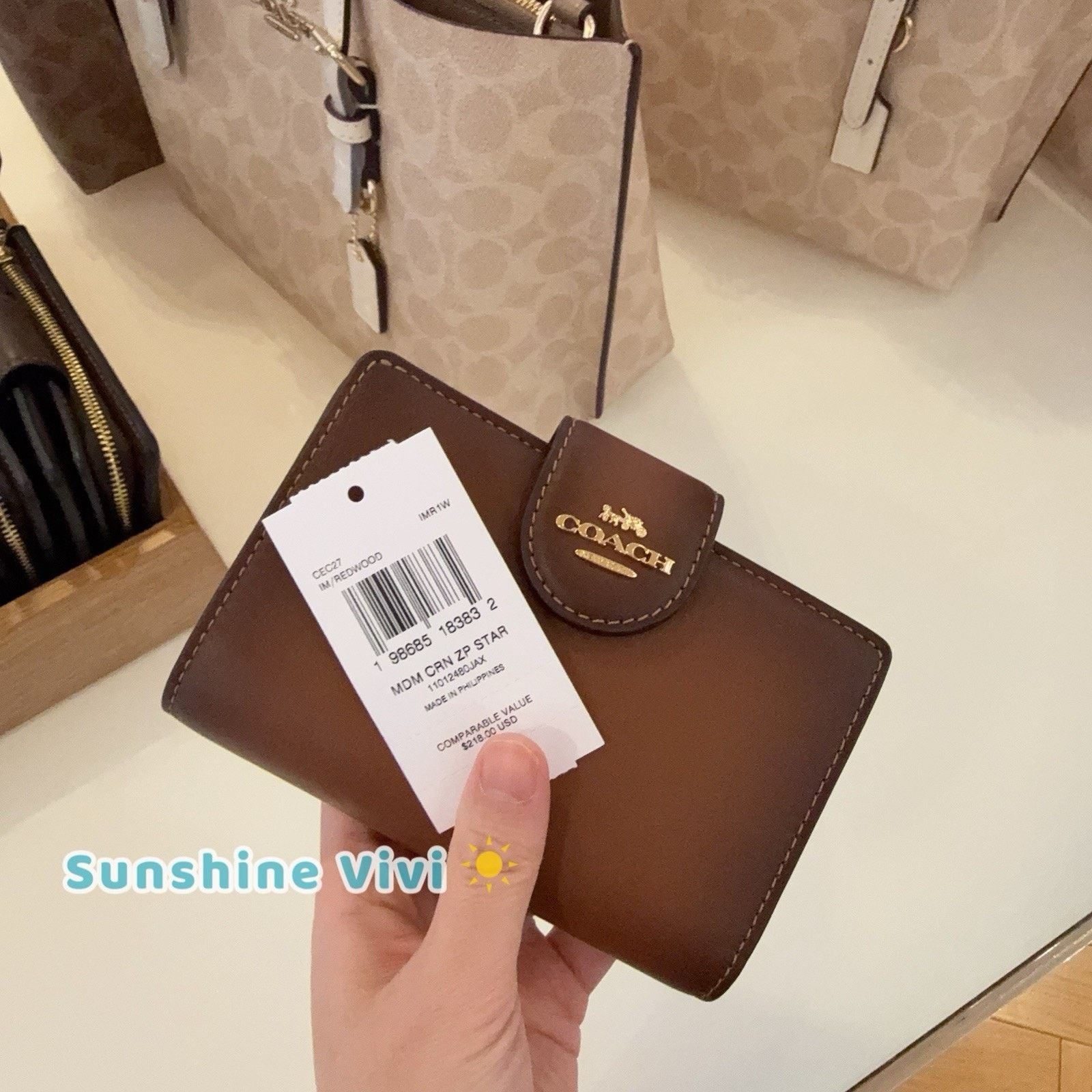 Coach NWT Coach Medium Corner Zip Wallet CEC27 Redwood Size ONE SIZE - 4 Thumbnail