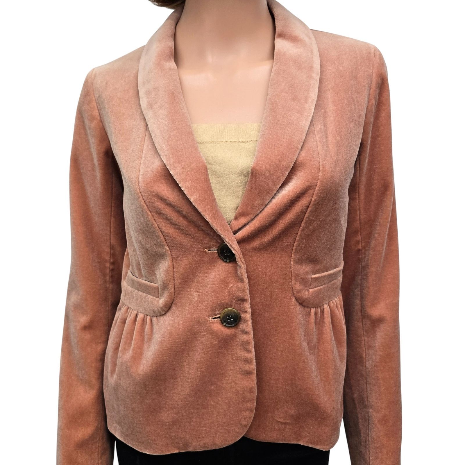 J.Crew J. Crew Velvet Velour Blazer Jacket Peplum Rouching Size 0 Size XS / US 0-2 / IT 36-38 - 5 Thumbnail